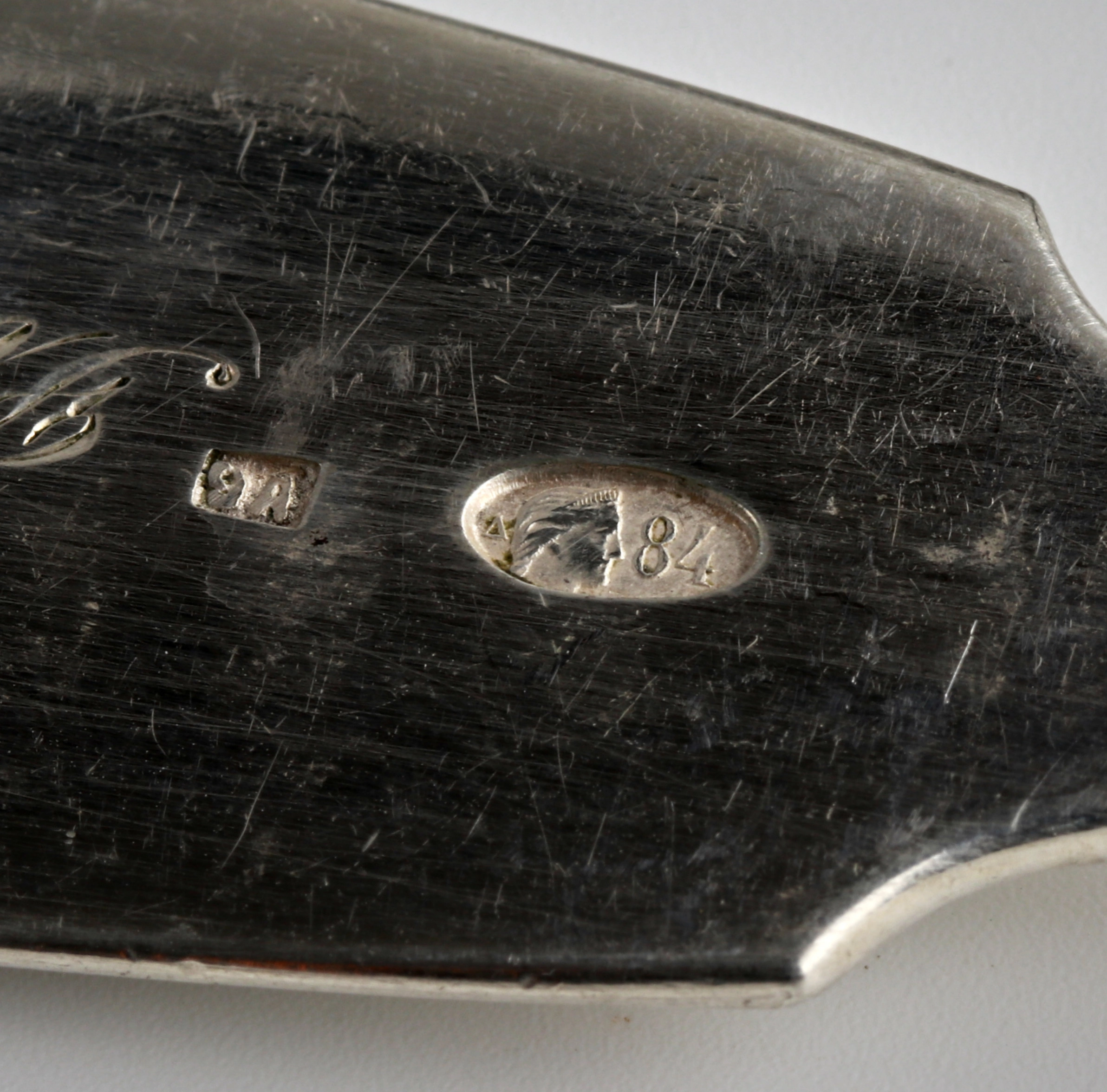 Six silver Russian tablespoons.