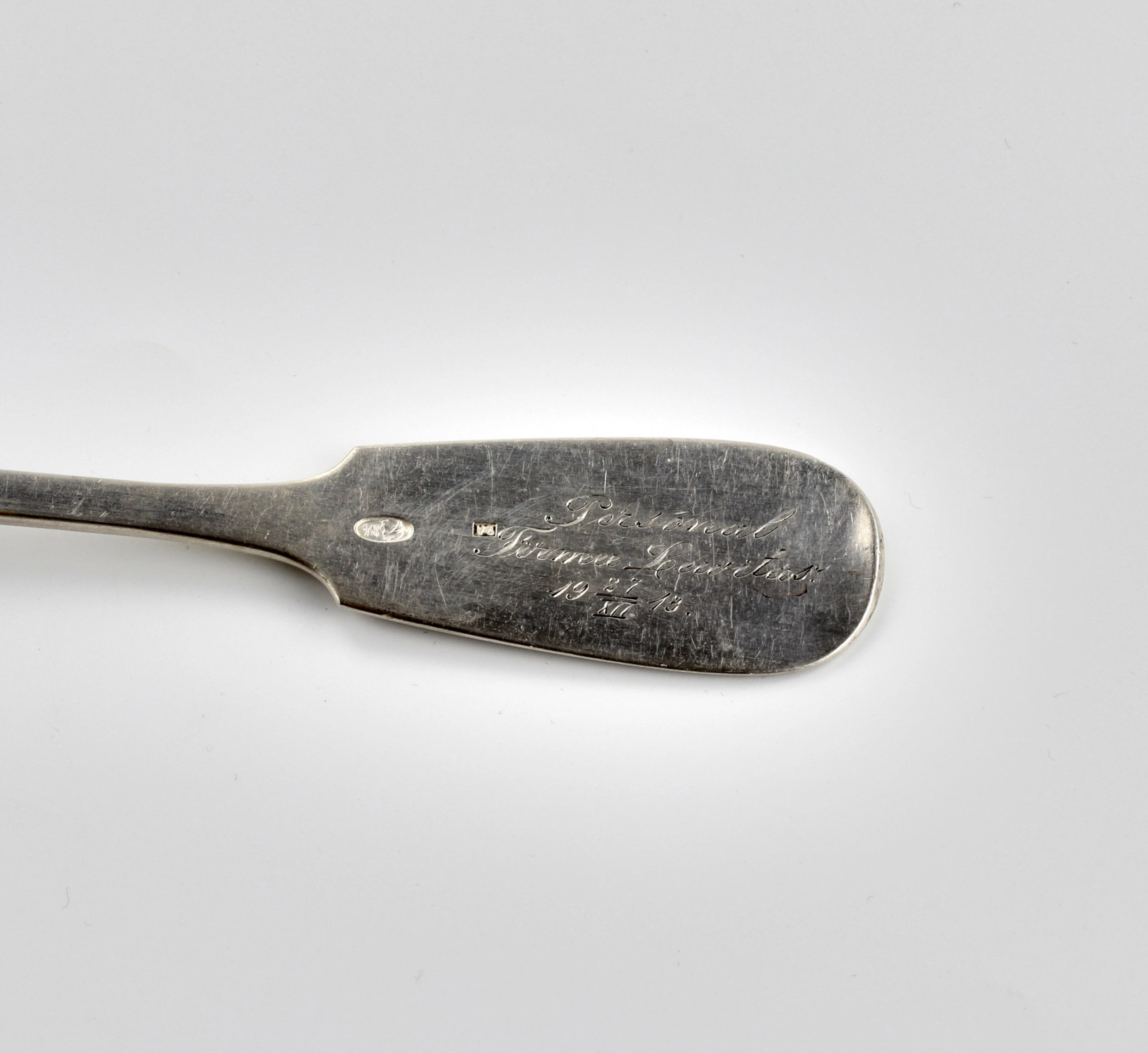 Six silver Russian tablespoons.