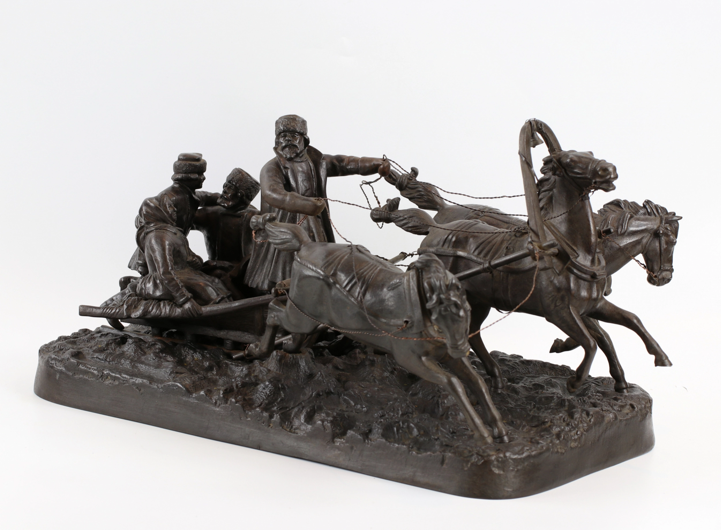 Composition sculpturale « Troïka en hiver » E.NAPS « . 