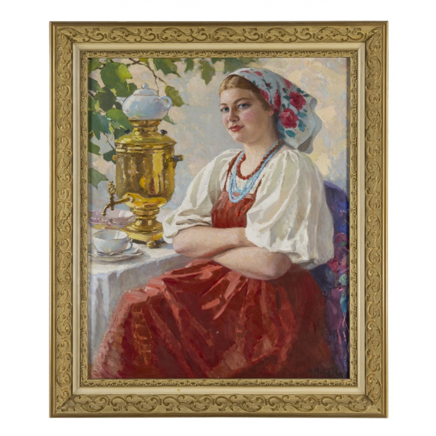 Картина Девушка с самоваром M.Maksolly
