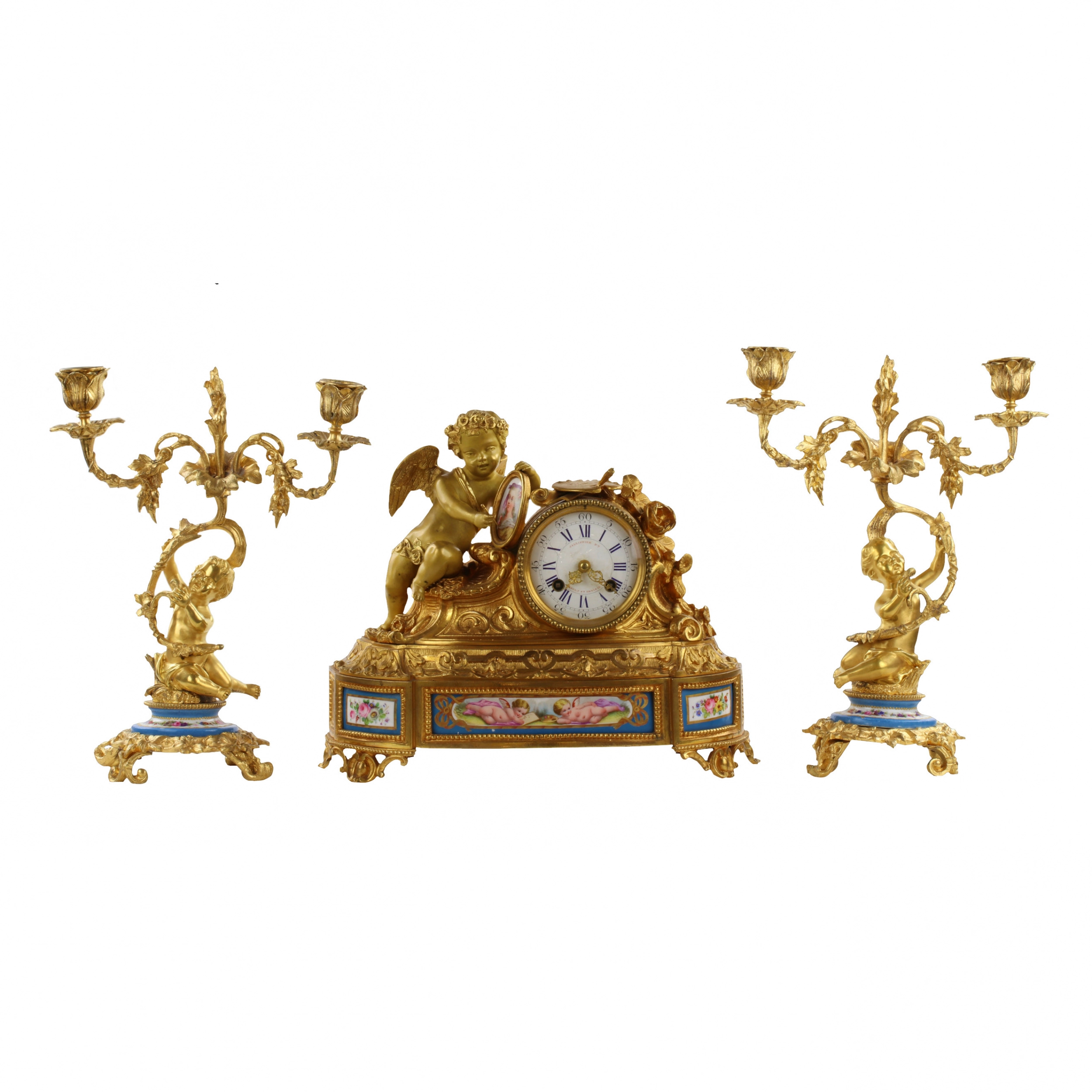 Pendule de cheminee Allegories de la peinture en bronze 