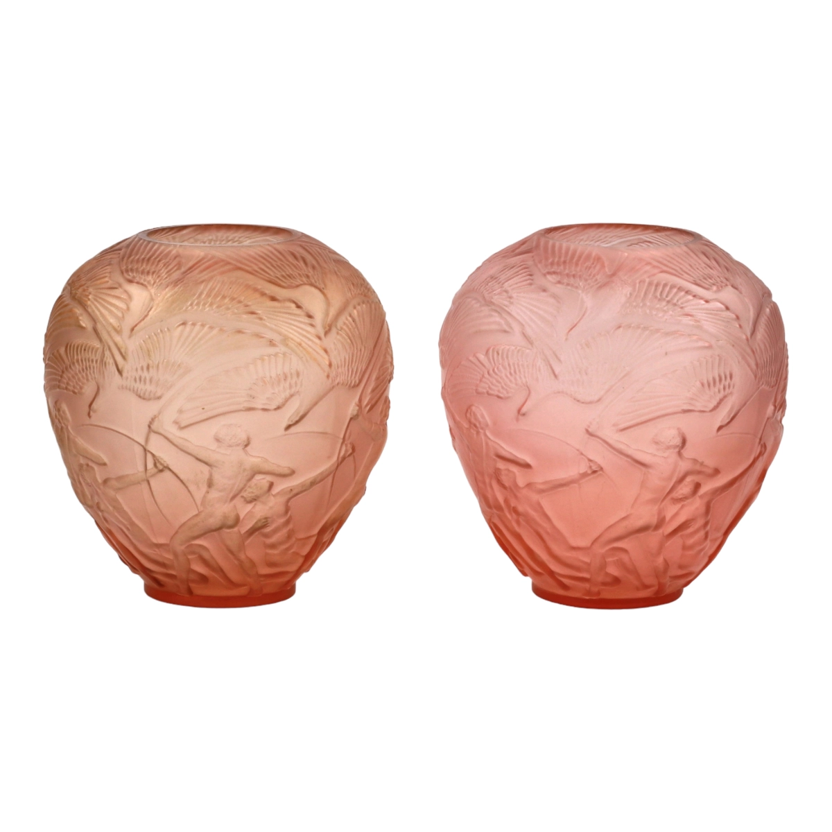 A pair of Art Deco glass vases.