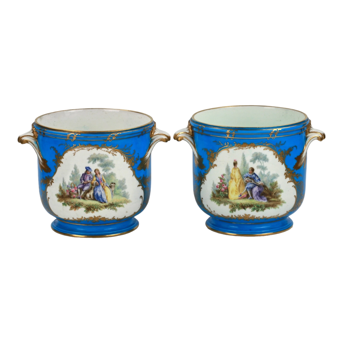 A pair of Sevres cachepots