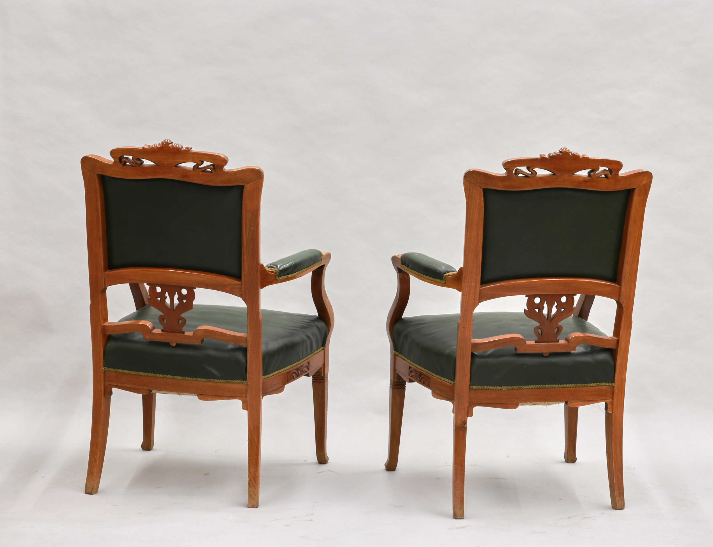 Two leather armchairs Art Nouveau