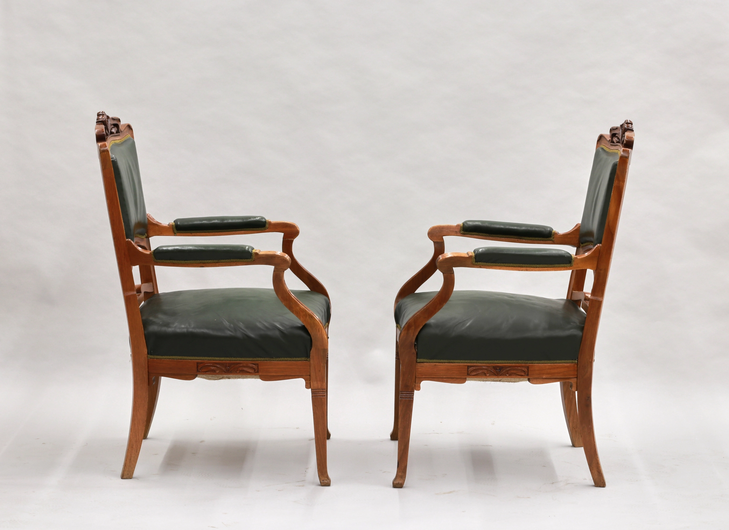 Two leather armchairs Art Nouveau