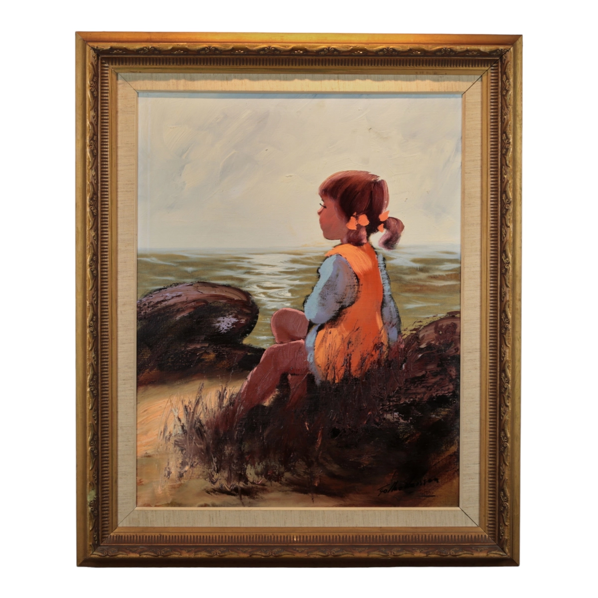 Peinture "Au bord de la mer" de l'artiste suedois Folke Carlson