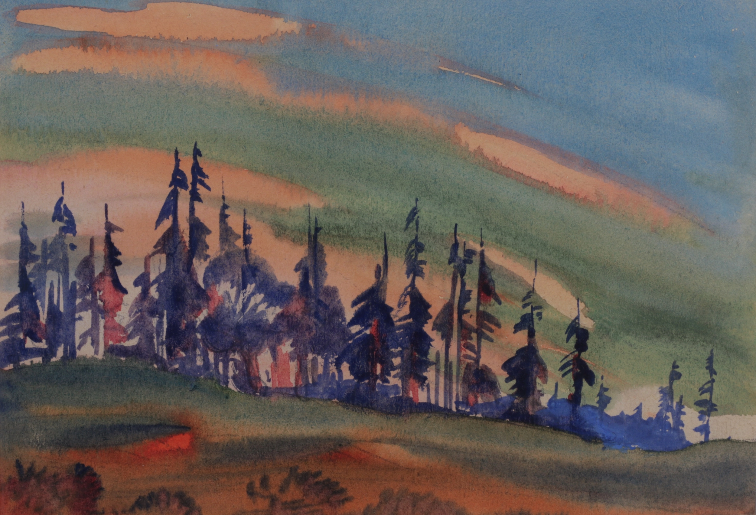 Sergey Antonov. Aquarelle. Paysage. Elnik. 1932 annee.