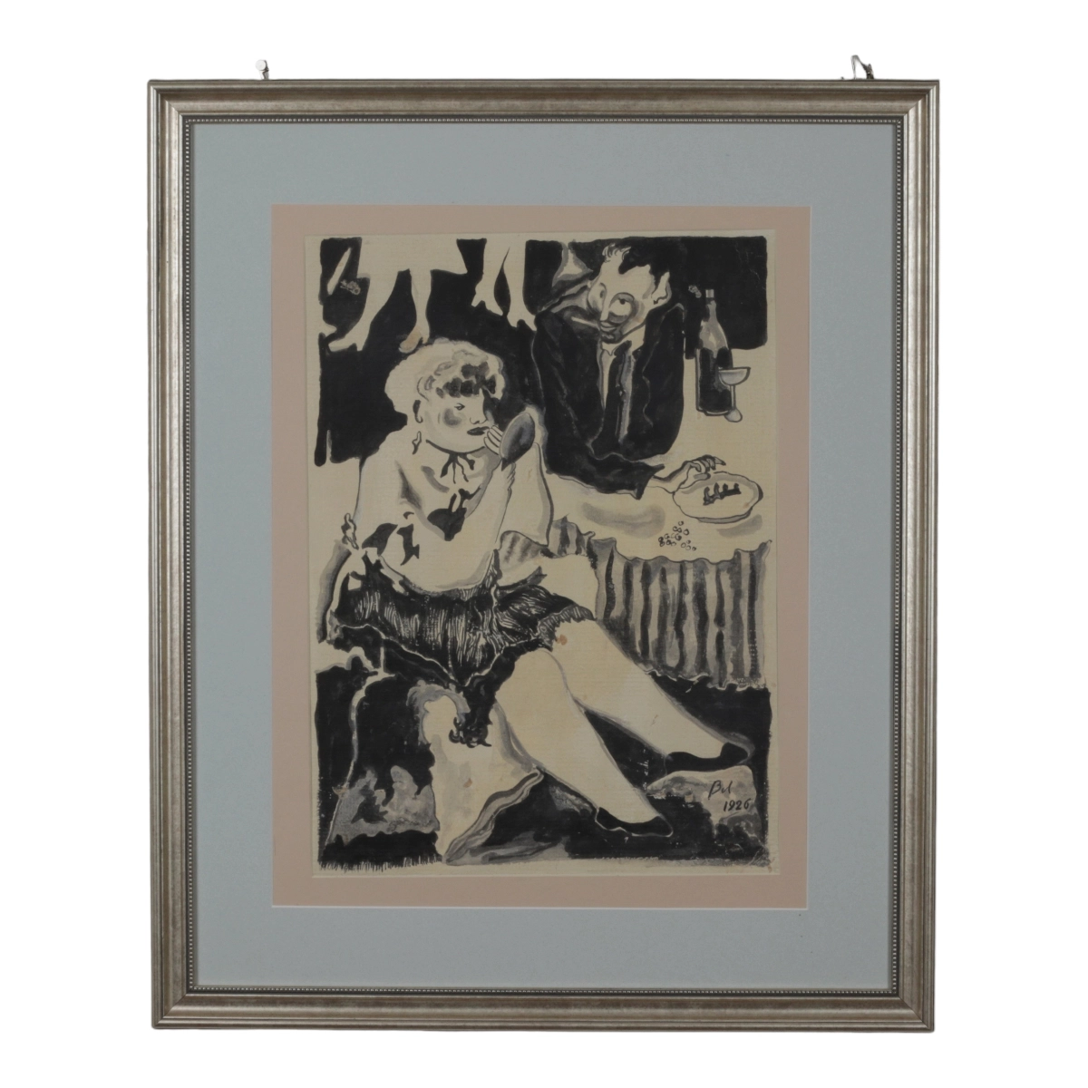 Aquarelle de Nepmanche. Signe par la ligne aerienne. 1926