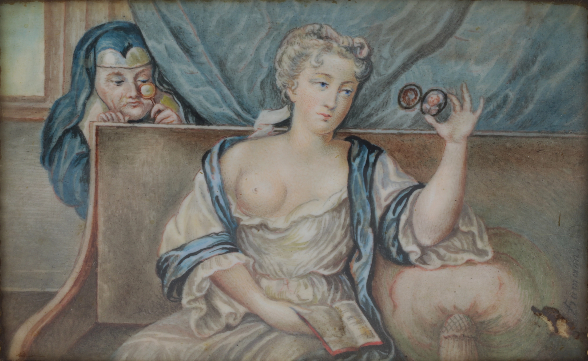 TORTOISESHELL AND IVORY CASKET WITH AN EROTIC GENRE SCENE. EUROPE, 19TH CENTURY