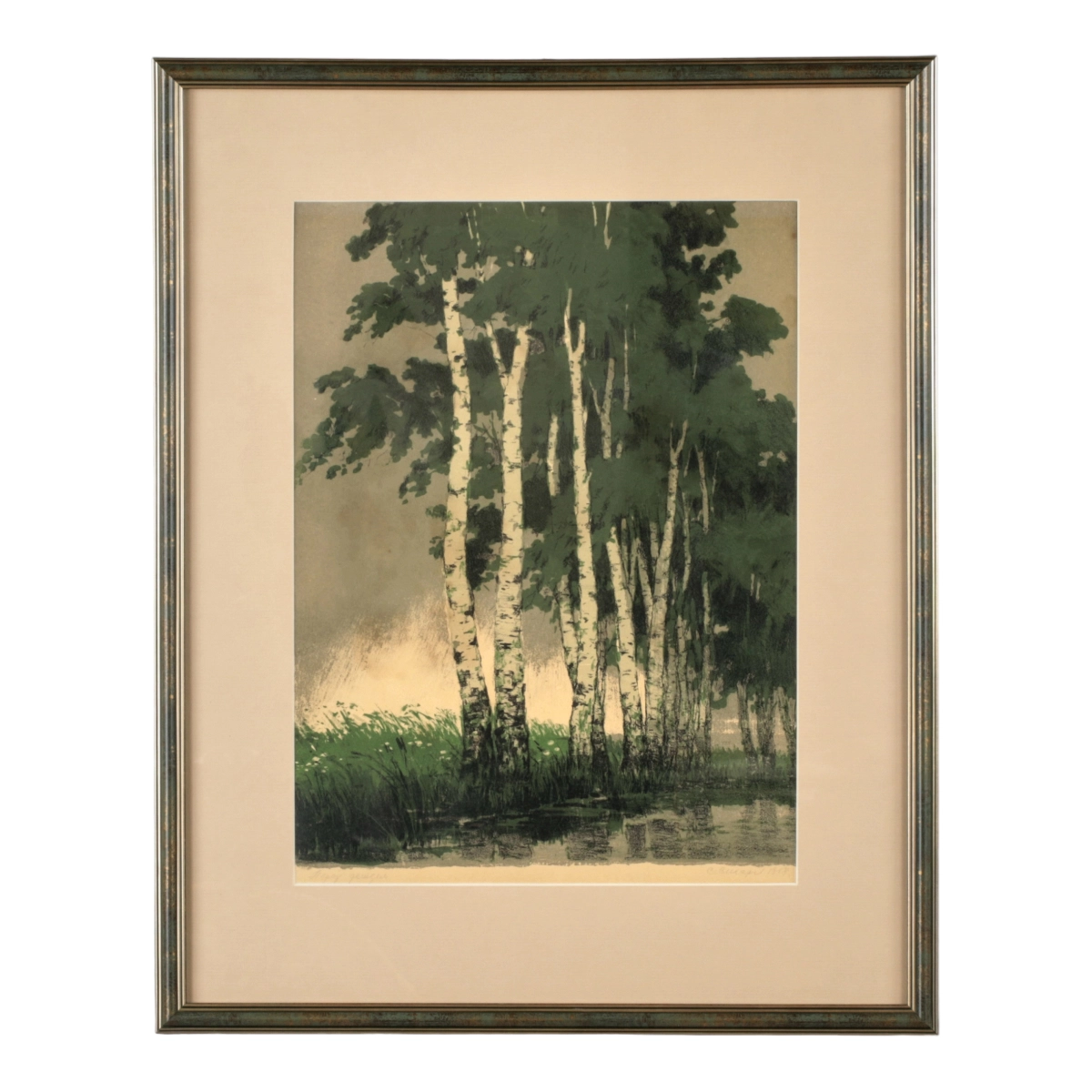 Autolithography Before the Rain. 1950 Vikharev Stanislav Vasilievich. 