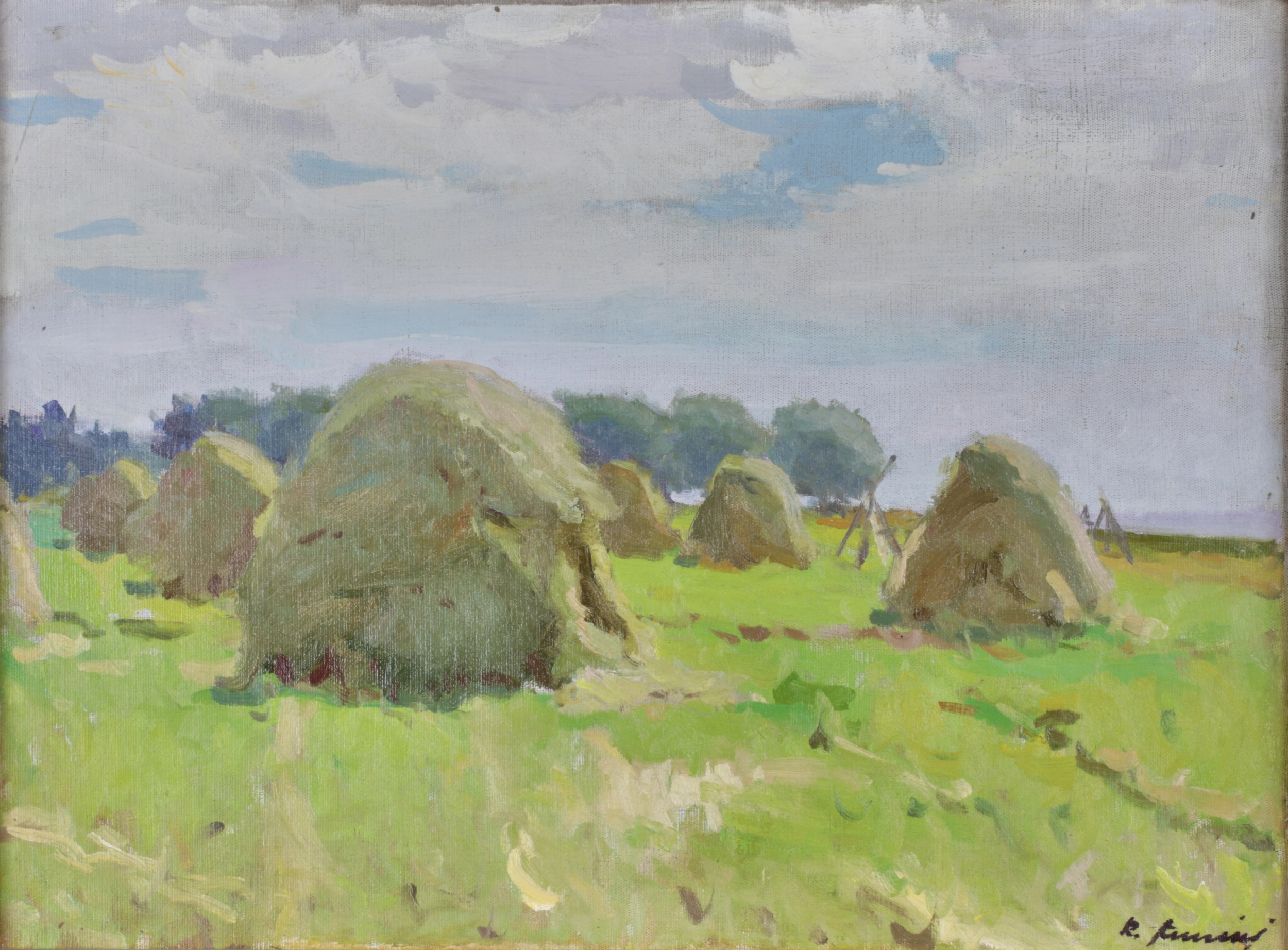 Landscape Haystacks. Raimonds Auniņš (1907-1960). 