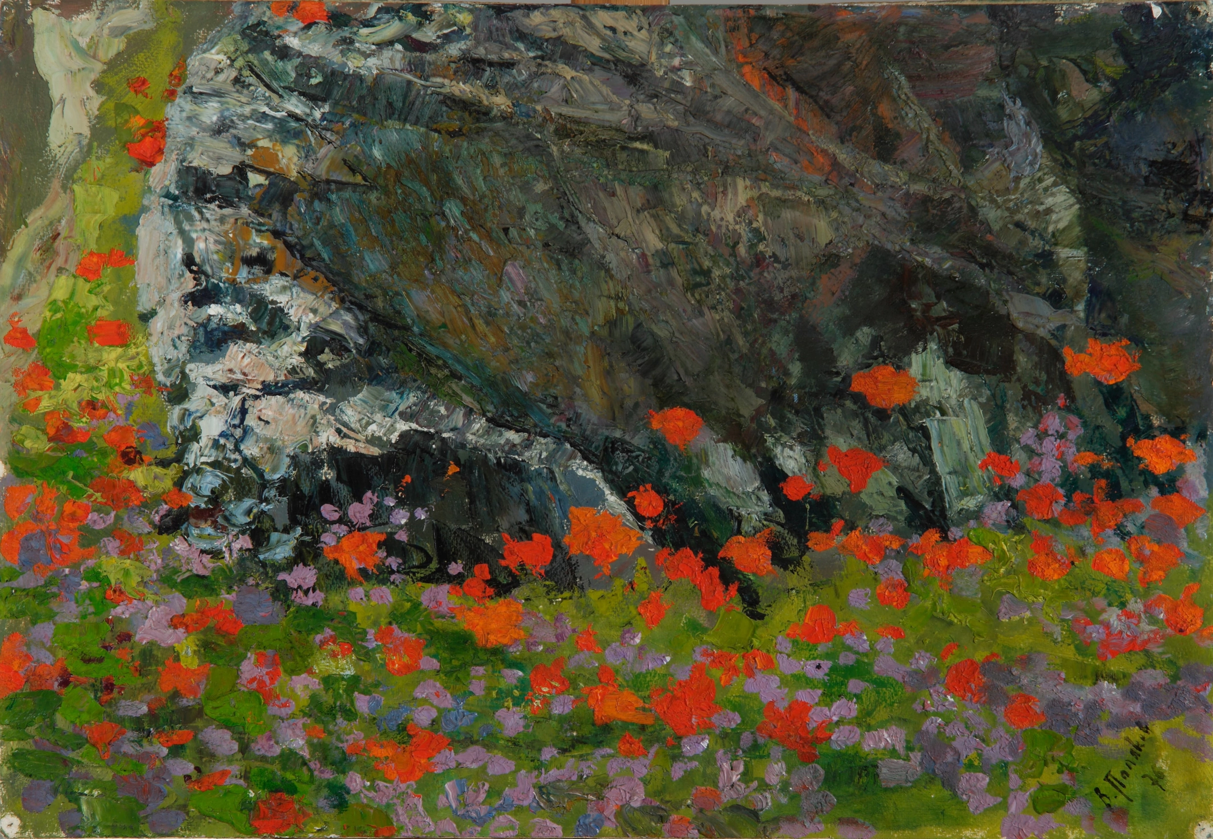 Tableau Coquelicots dans les pierres. VIRGINIE. Polyakov 
