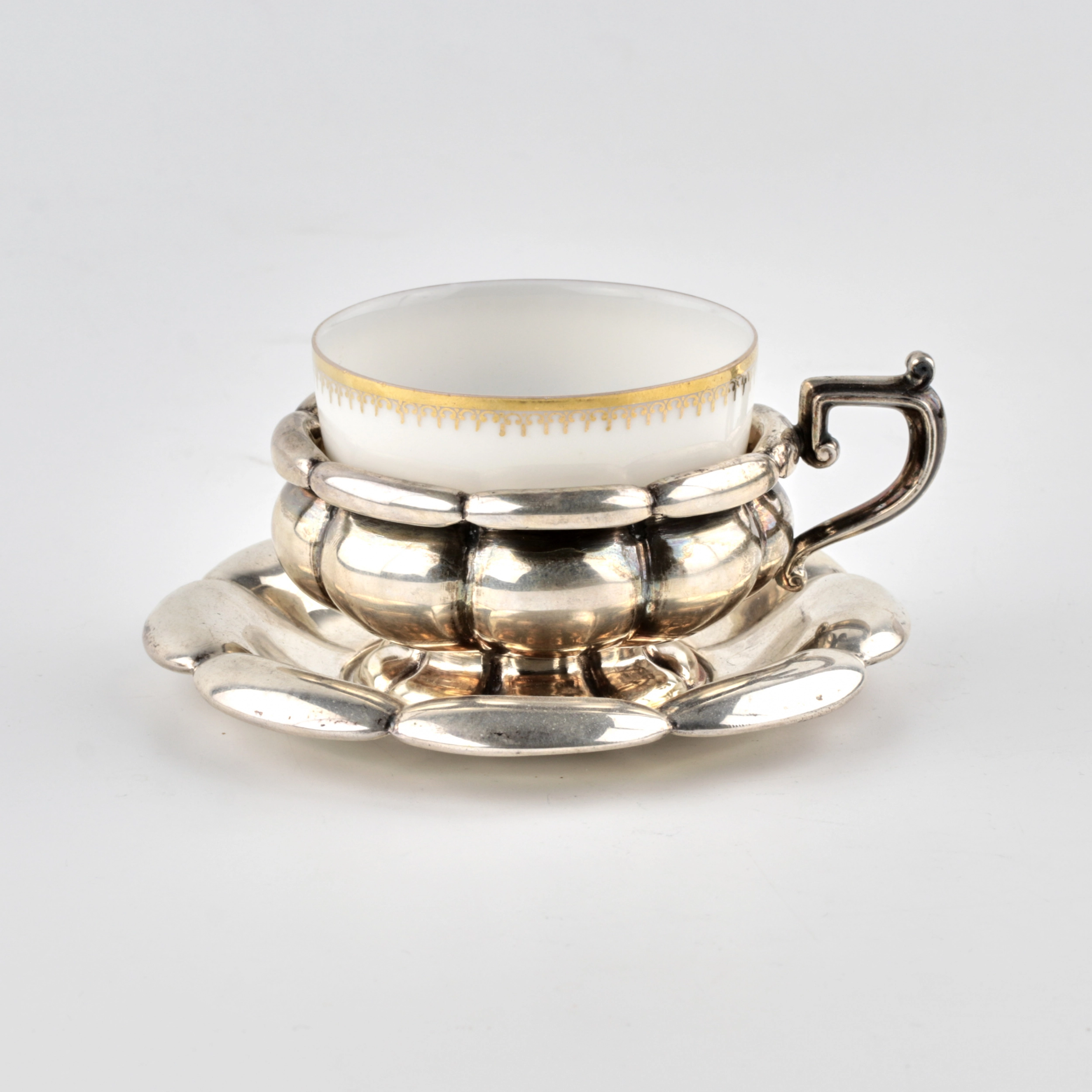 Service à cafe en porcelaine en argent. Annees 1920 