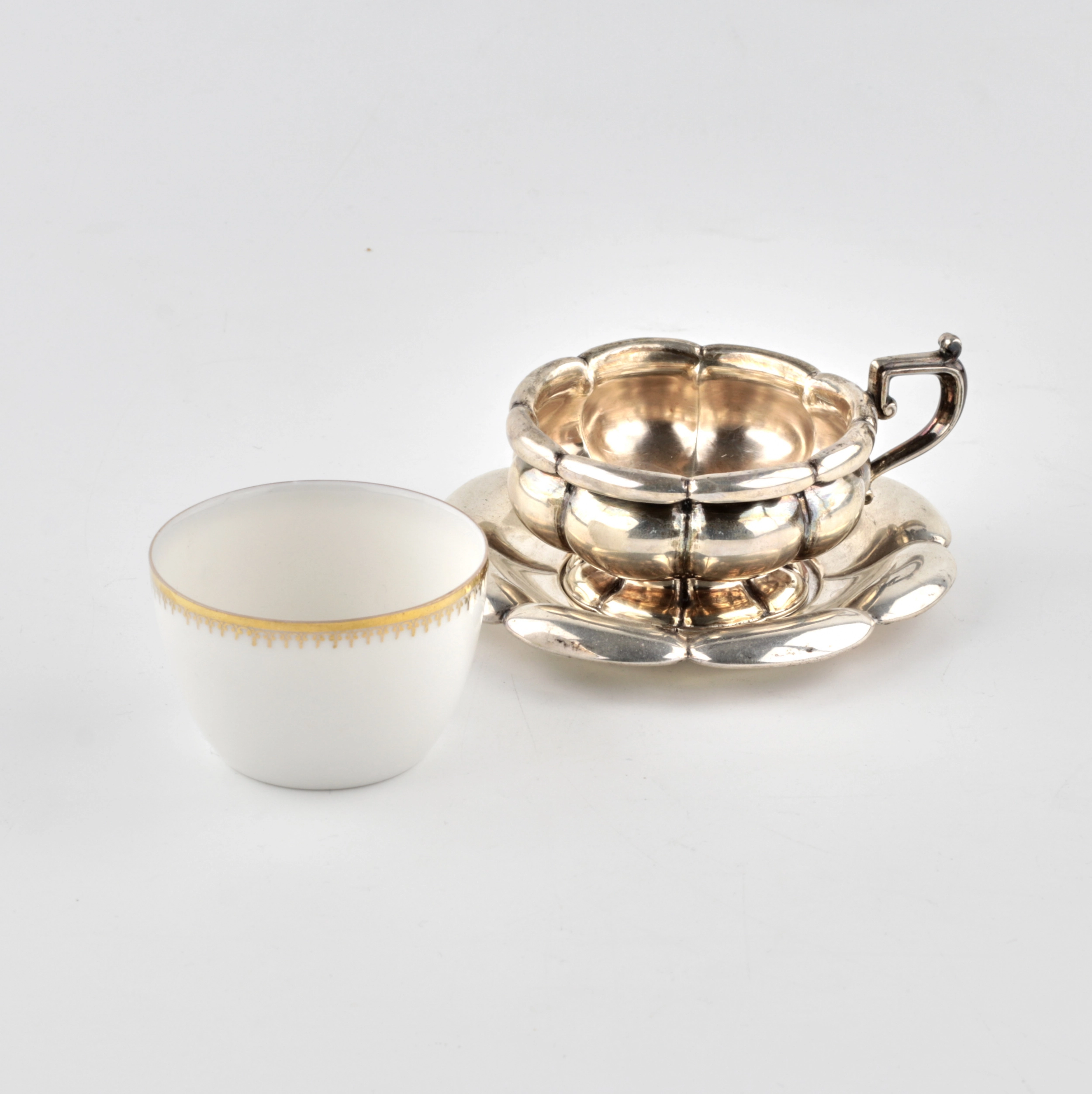 Service à cafe en porcelaine en argent. Annees 1920 