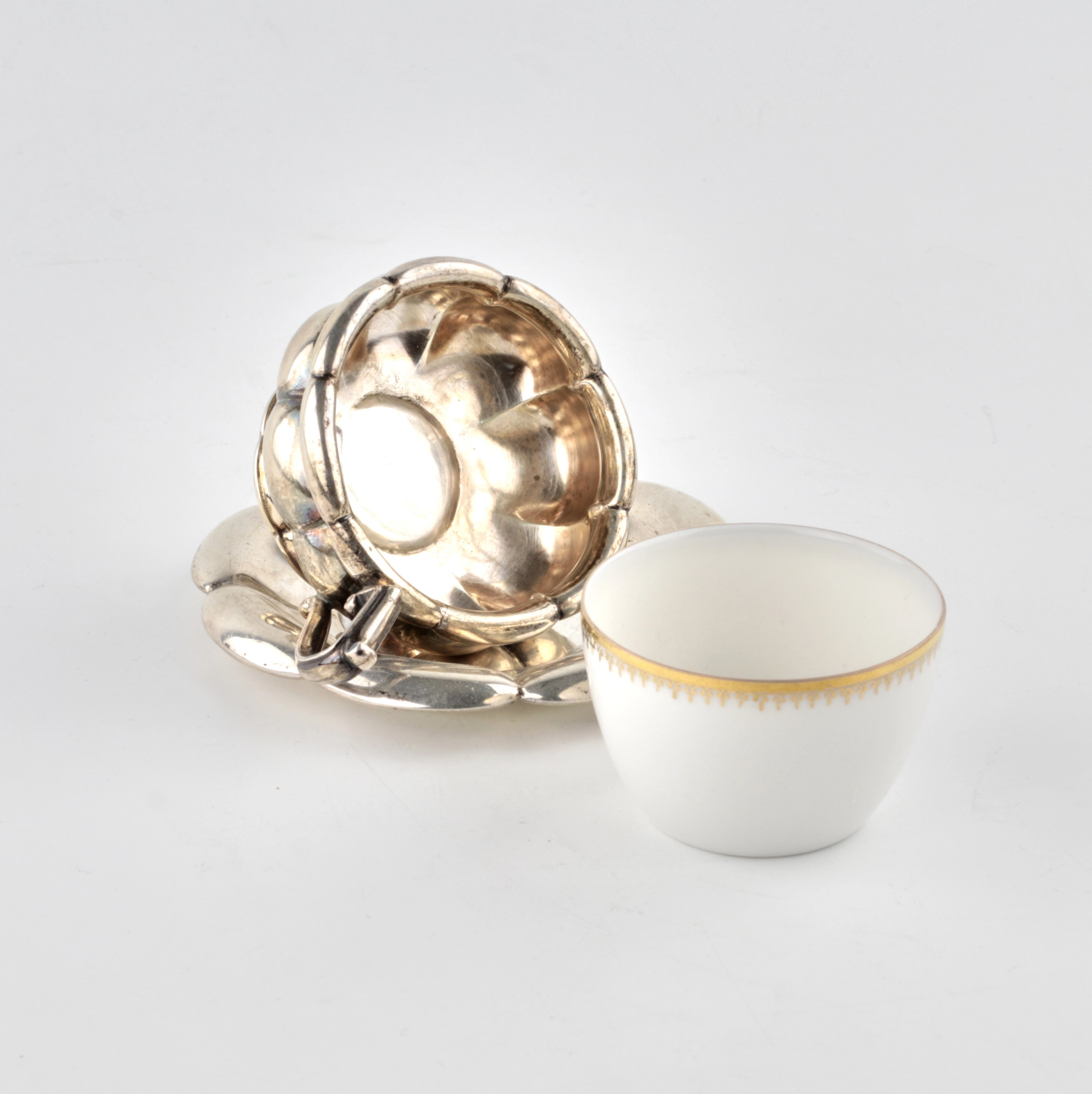 Service à cafe en porcelaine en argent. Annees 1920 