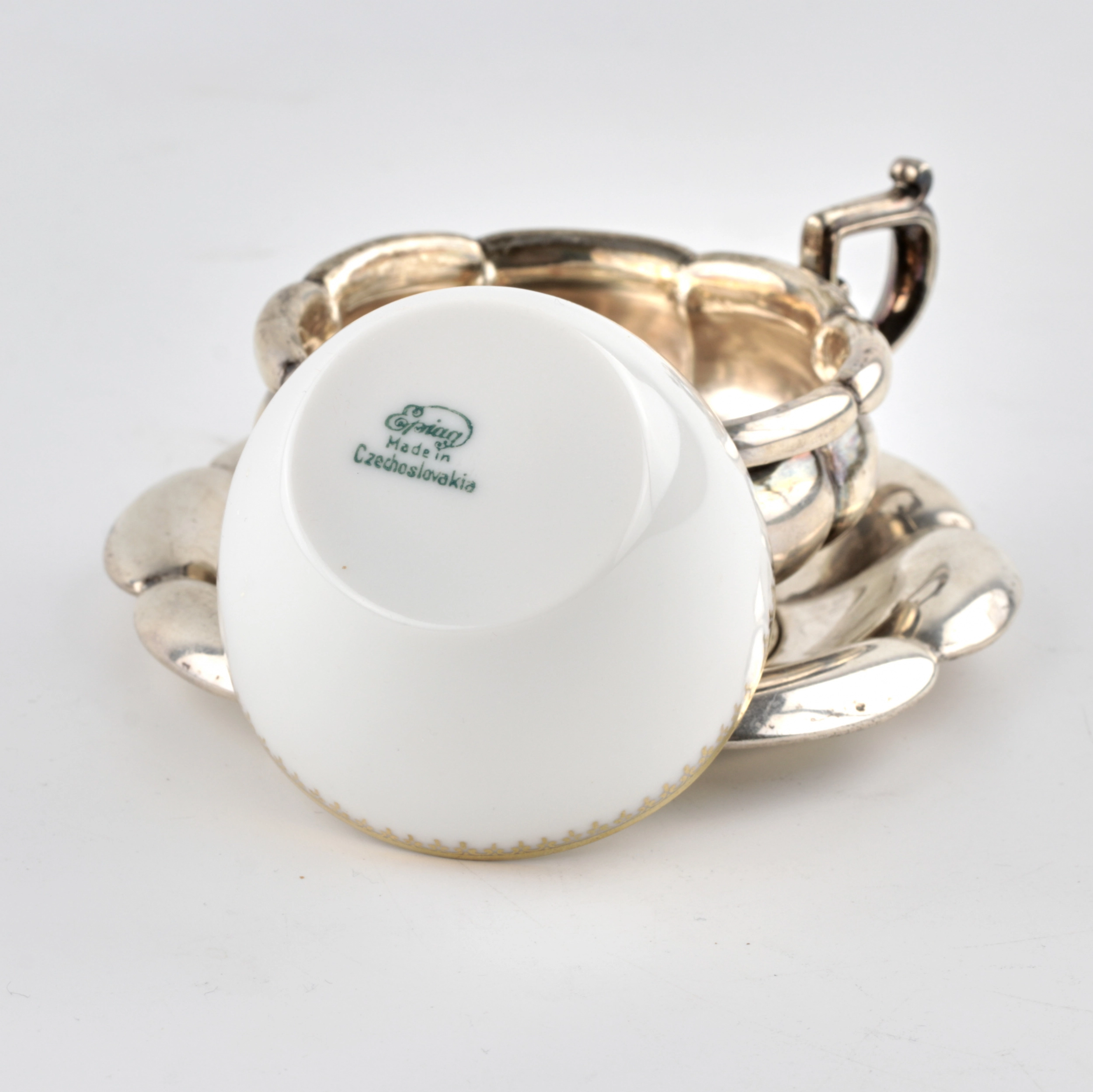 Service à cafe en porcelaine en argent. Annees 1920 