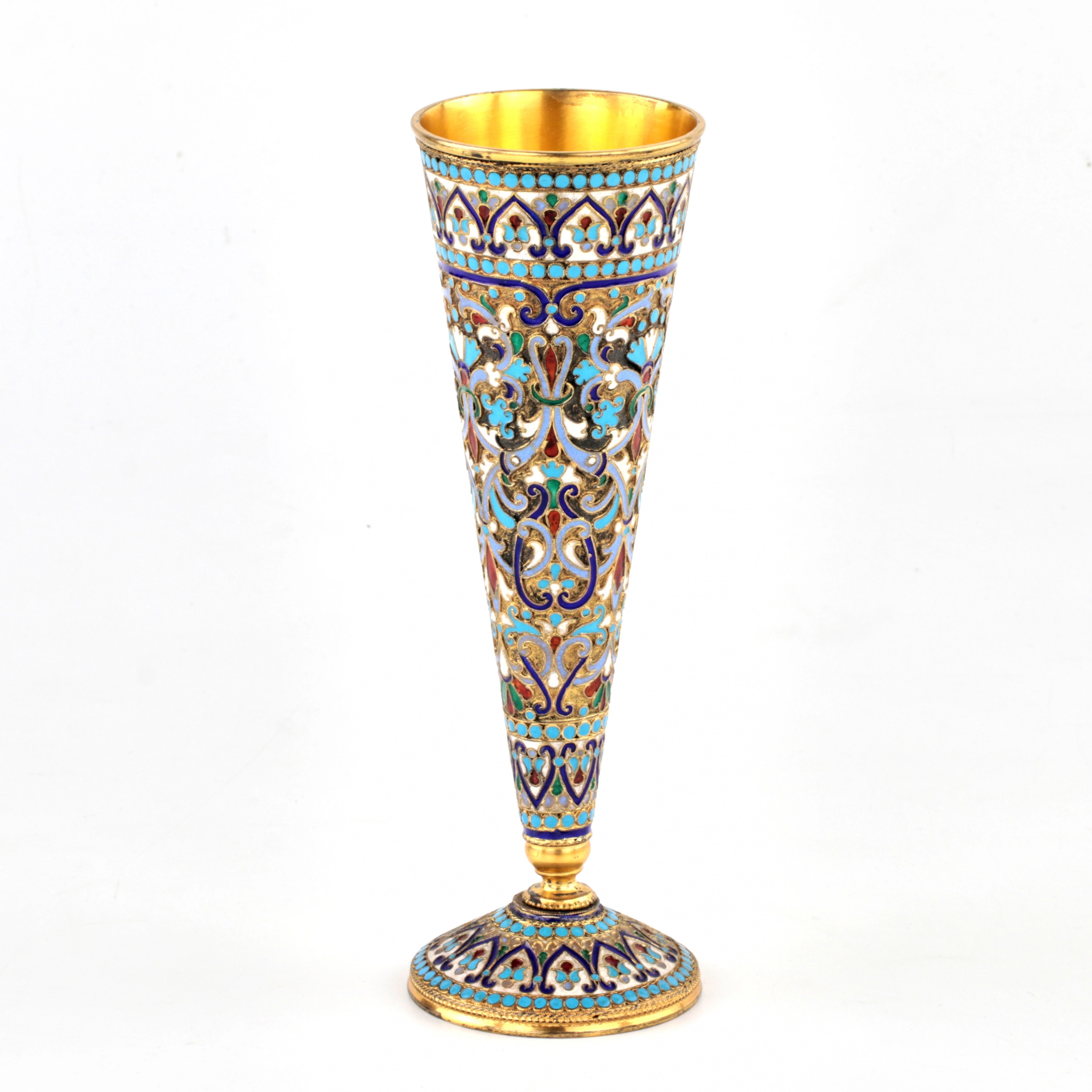 Coupe à champagne en email cloisonne en argent. Vassili Agafonov.