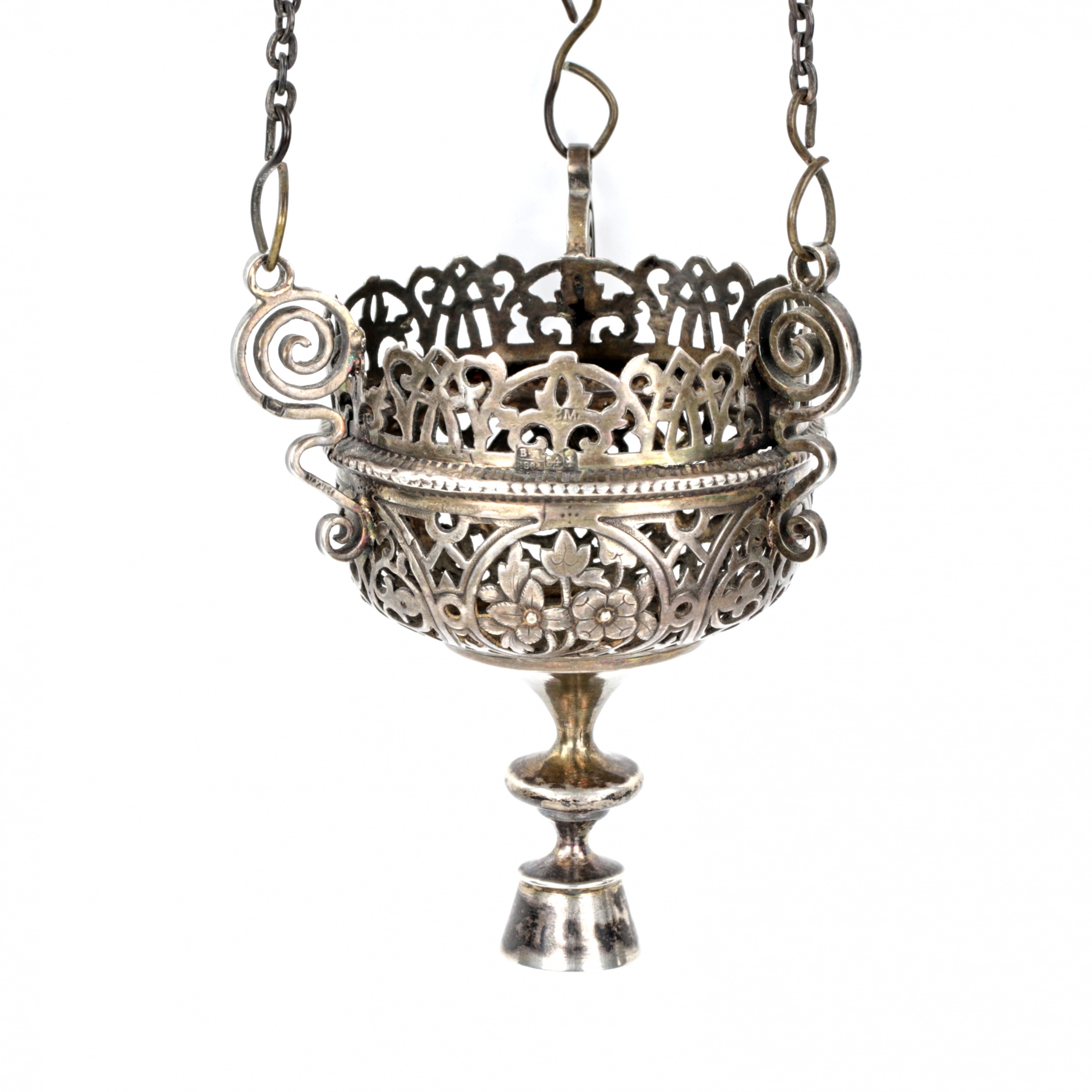 Silver lampada in the neo-Russian style. 