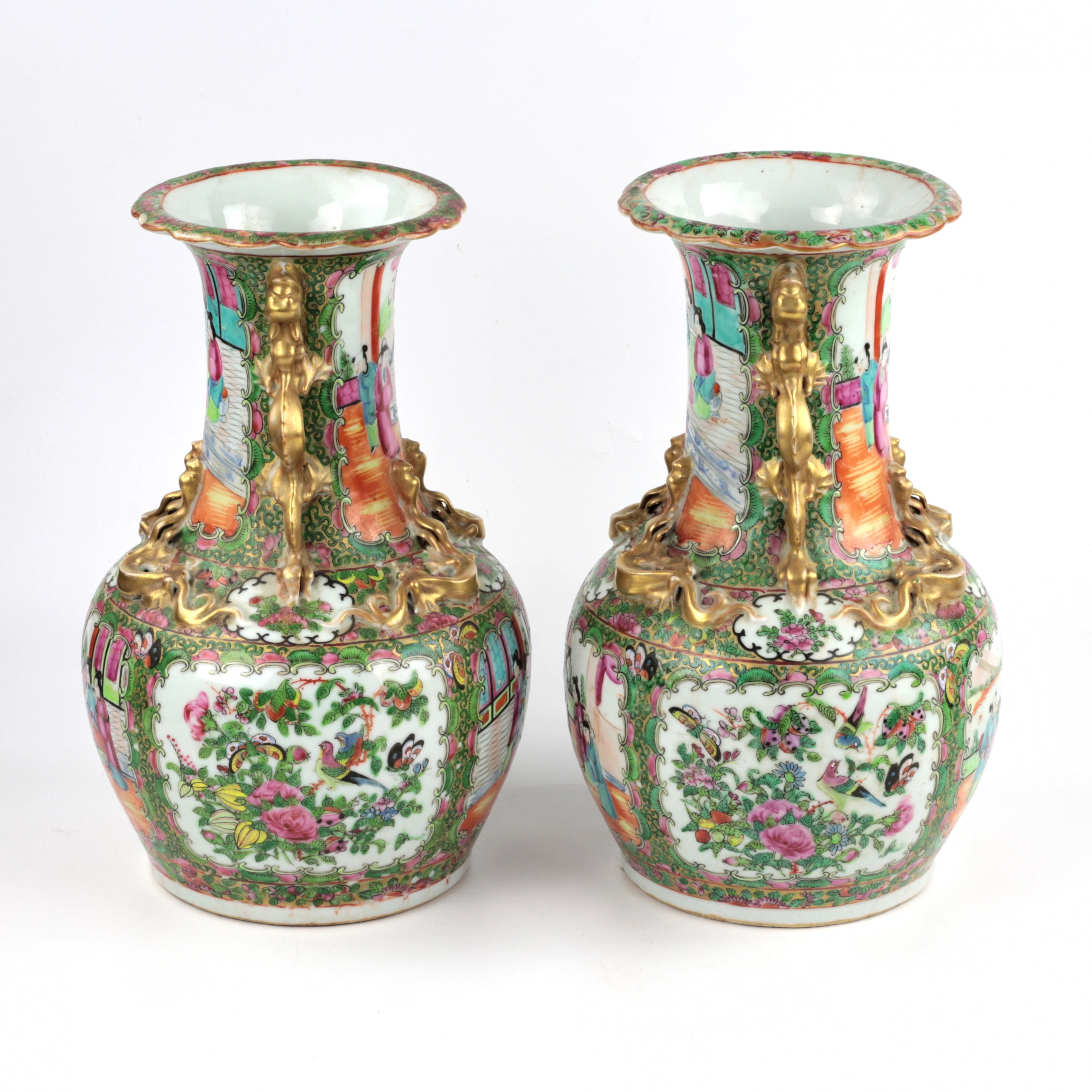 Paire de Vases Cantonais Family Rose. 
