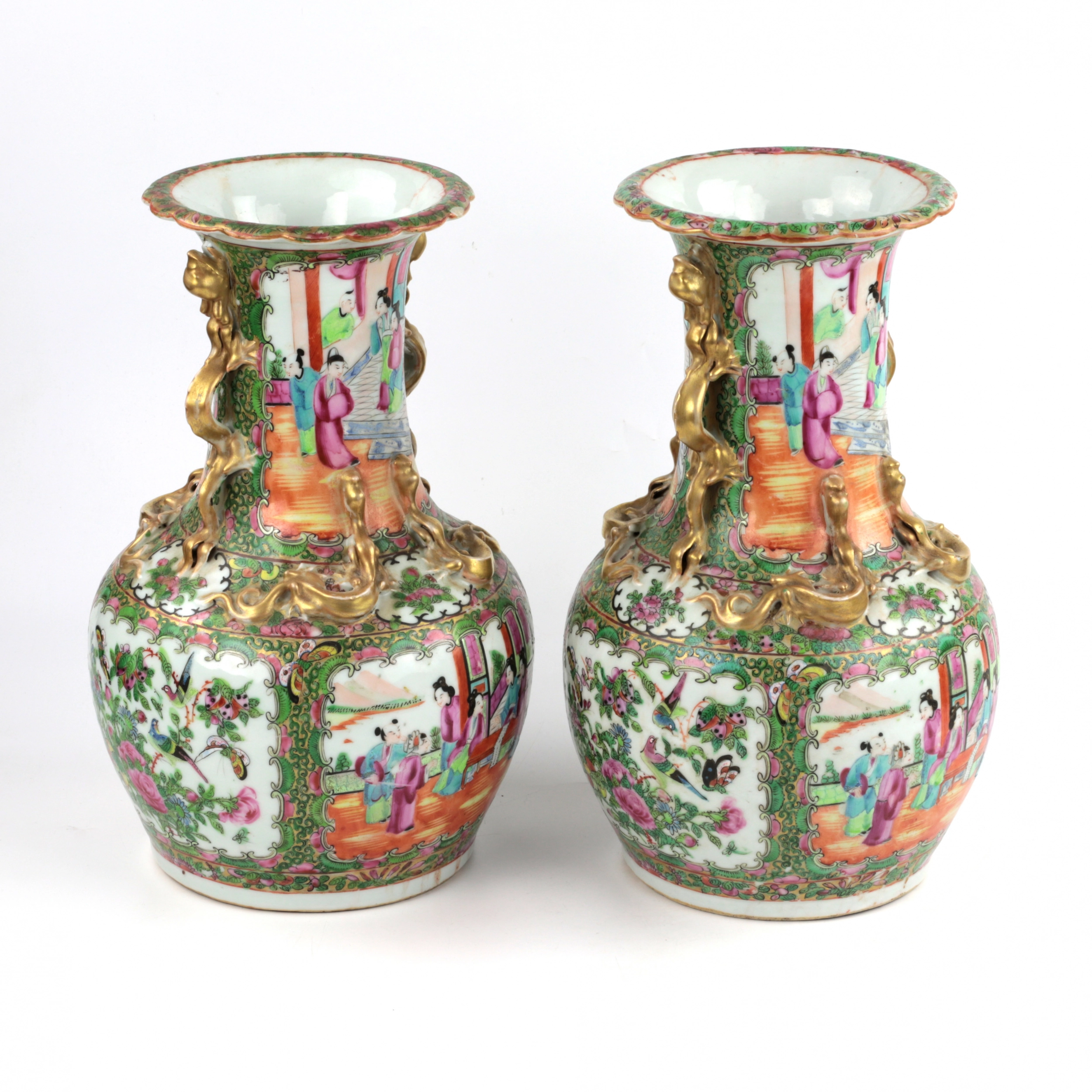 Paire de Vases Cantonais Family Rose. 