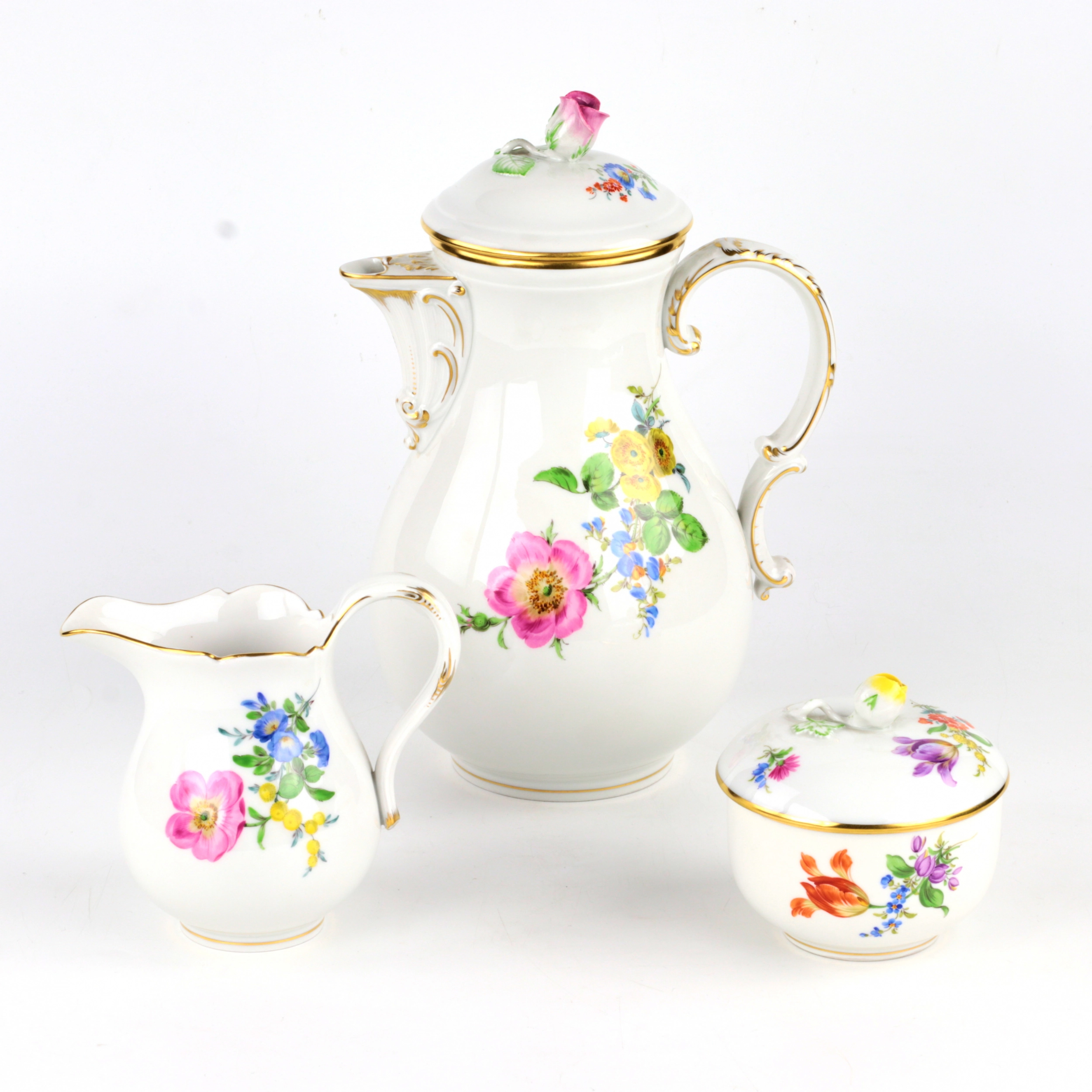 Кофейный цветочный сервиз Meissen на 12 персон. 20 век