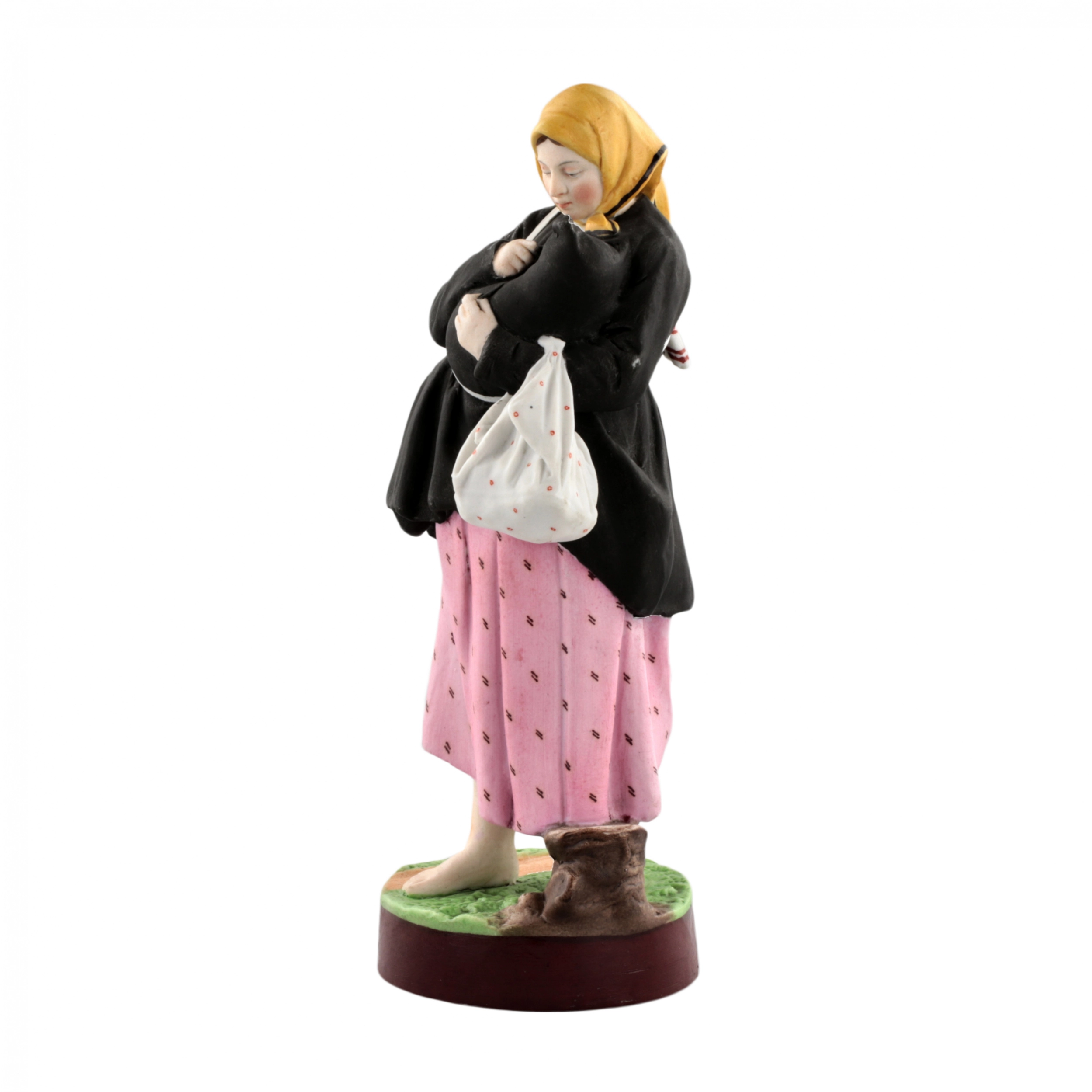 Figurine en porcelaine Part amère. Usine de Gardner du 19e siècle.
