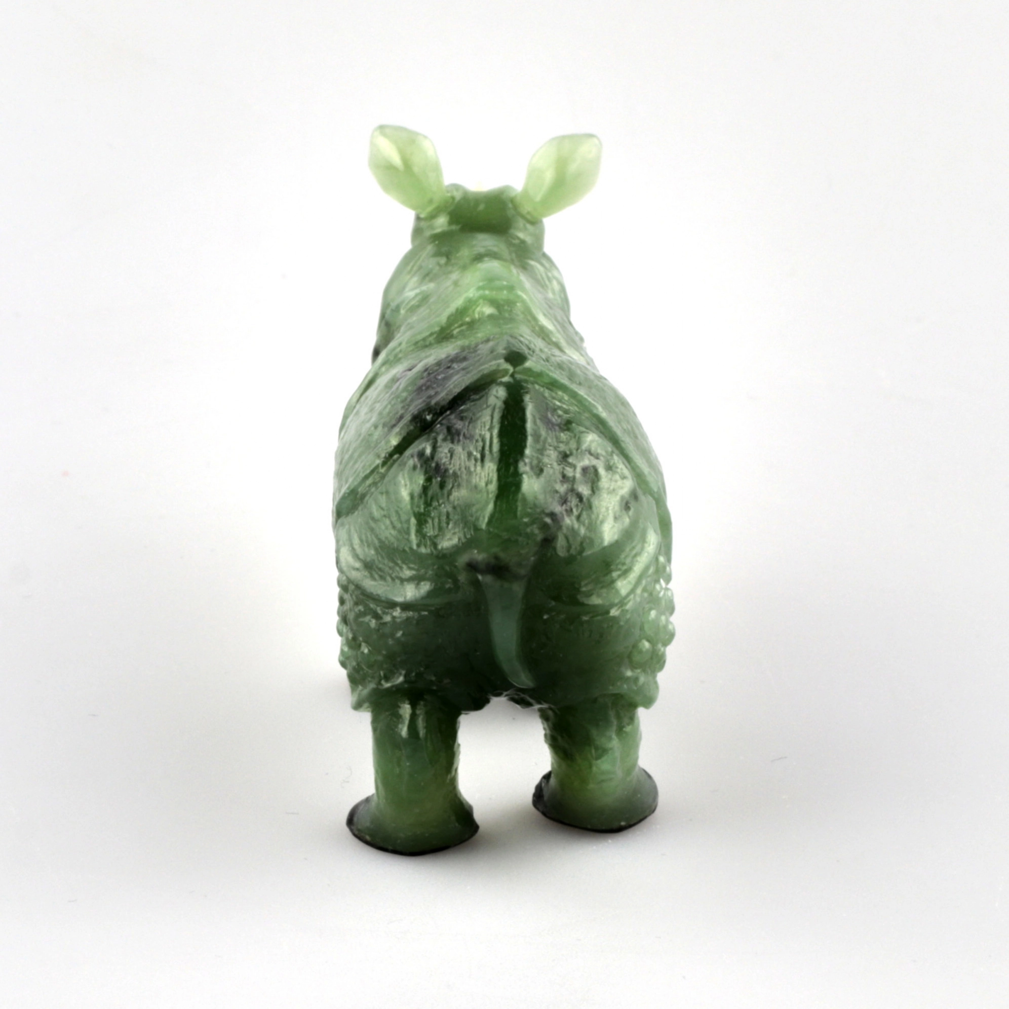 Stone-cut miniature Jade Rhinoceros in Faberge style 