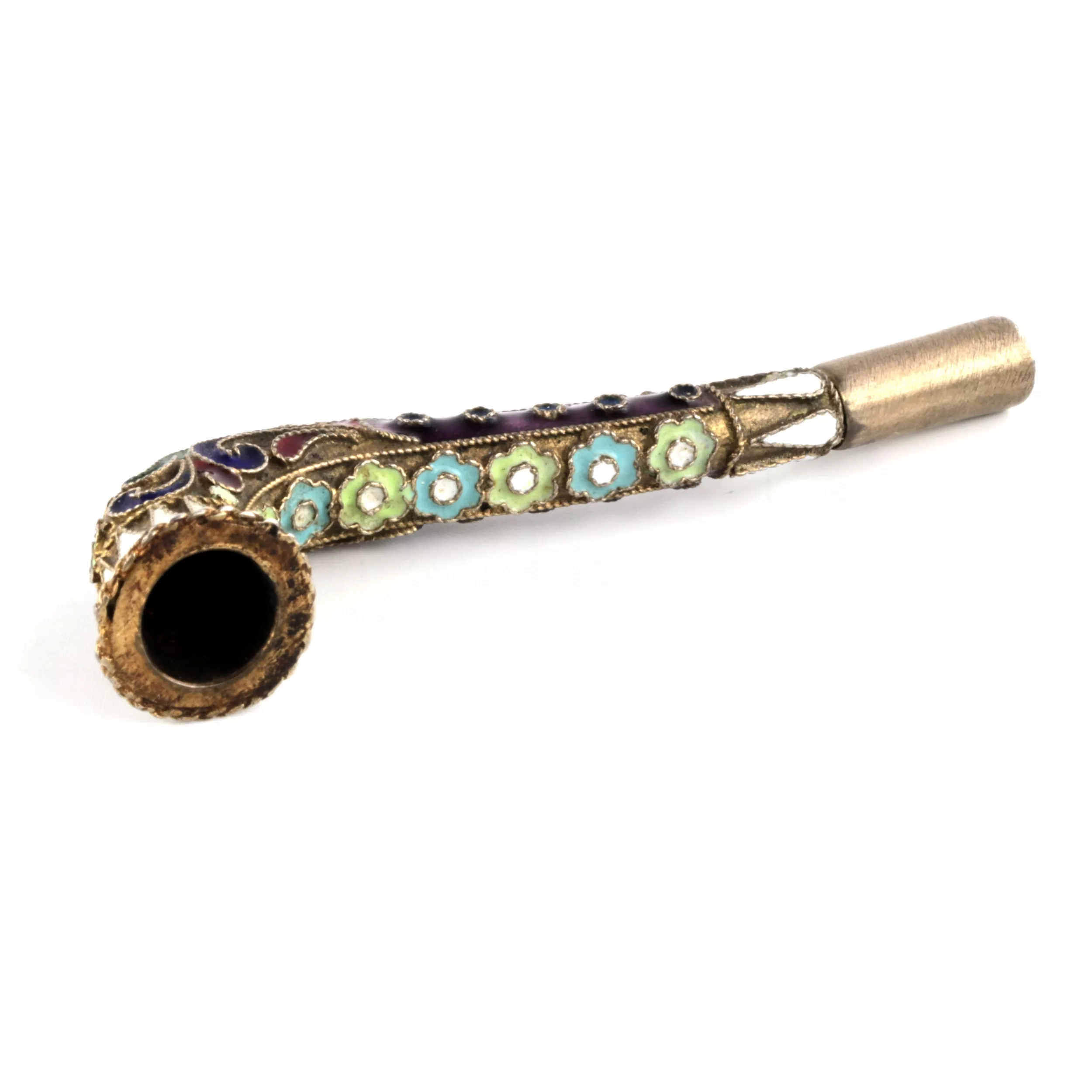 Bec en argent emaille cloisonne. Russie, annees 1920. 