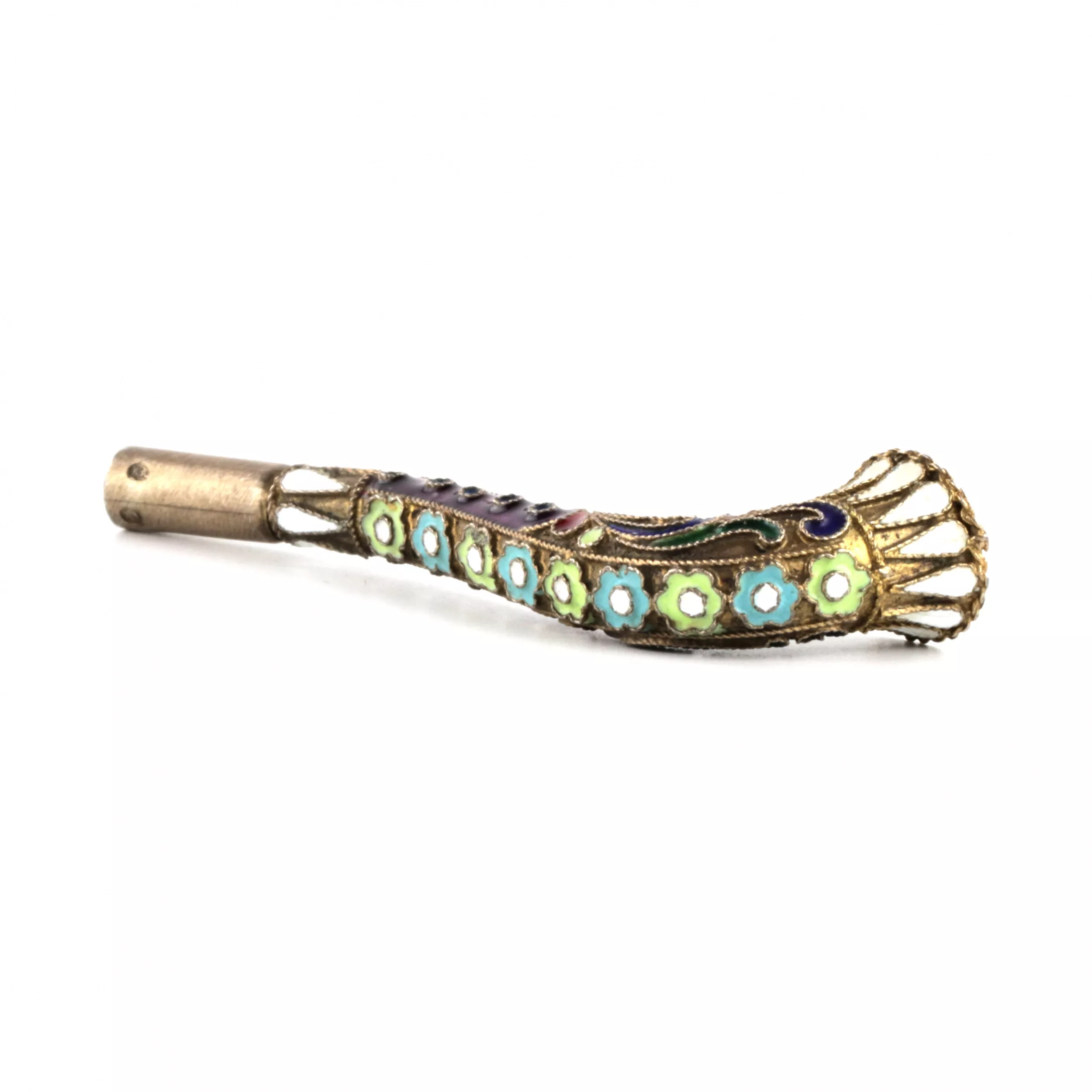 Bec en argent emaille cloisonne. Russie, annees 1920. 