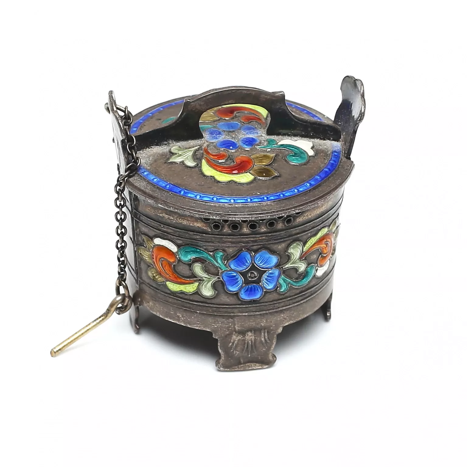 Miniature silver salt cellar with enamel. Øystein Balle, Norway. 