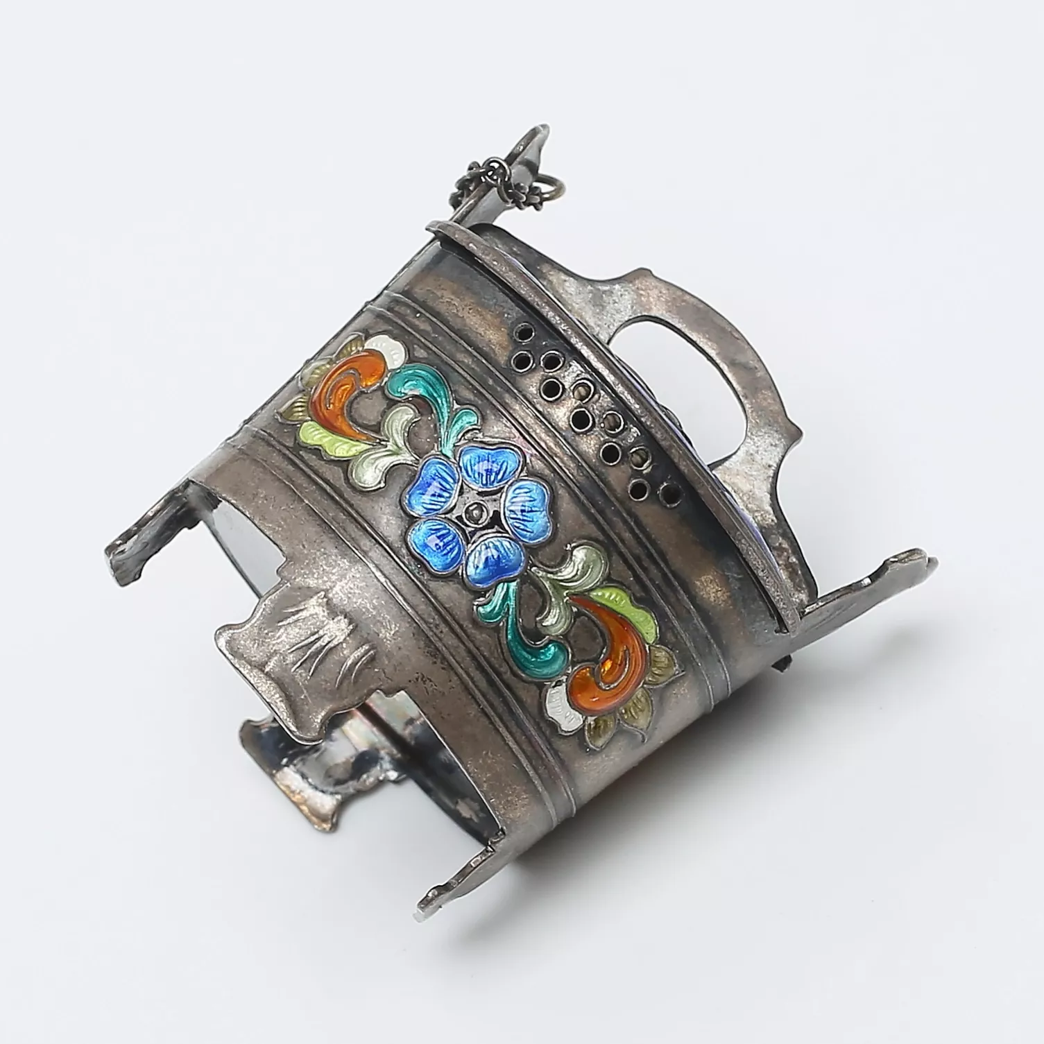 Miniature silver salt cellar with enamel. Øystein Balle, Norway. 