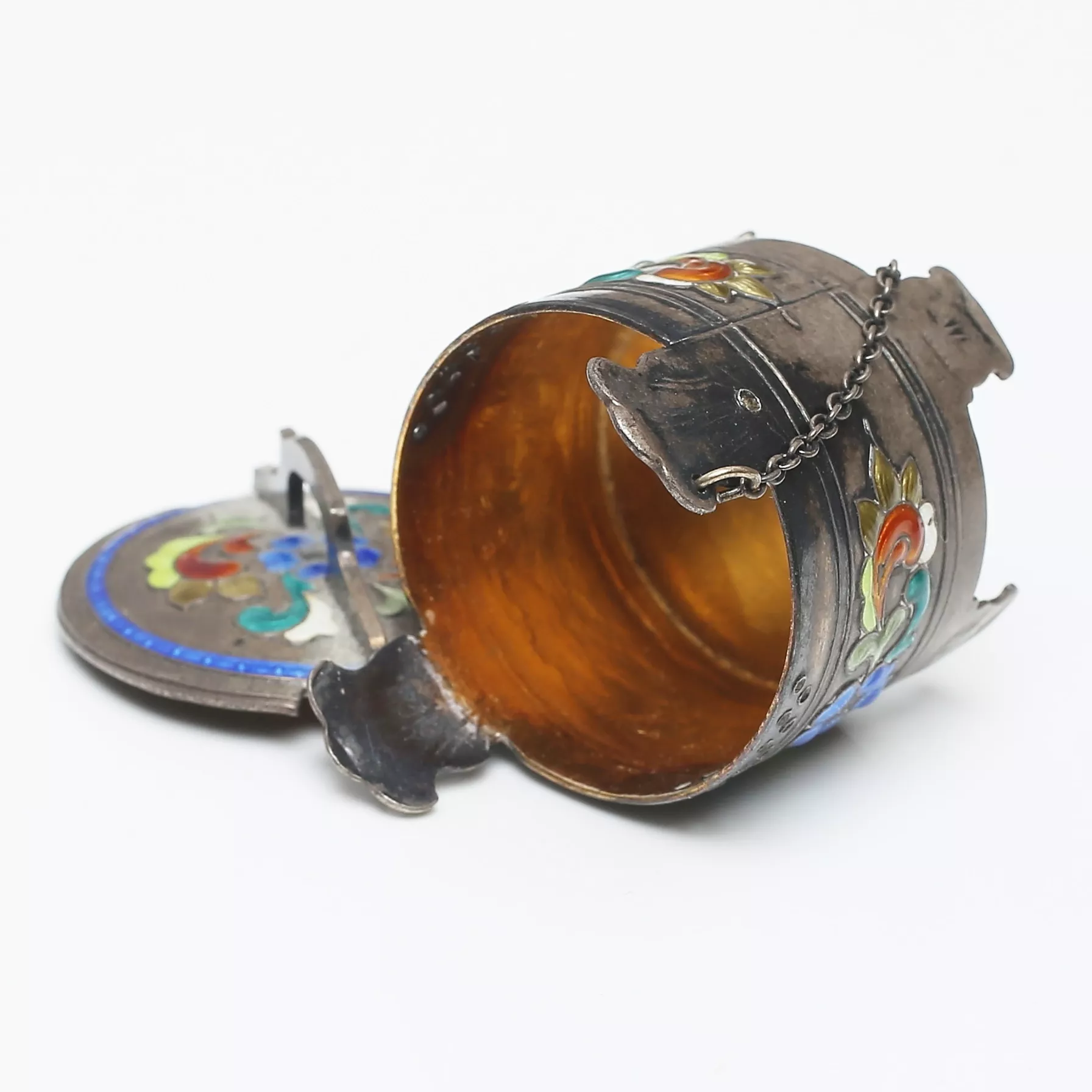Miniature silver salt cellar with enamel. Øystein Balle, Norway. 