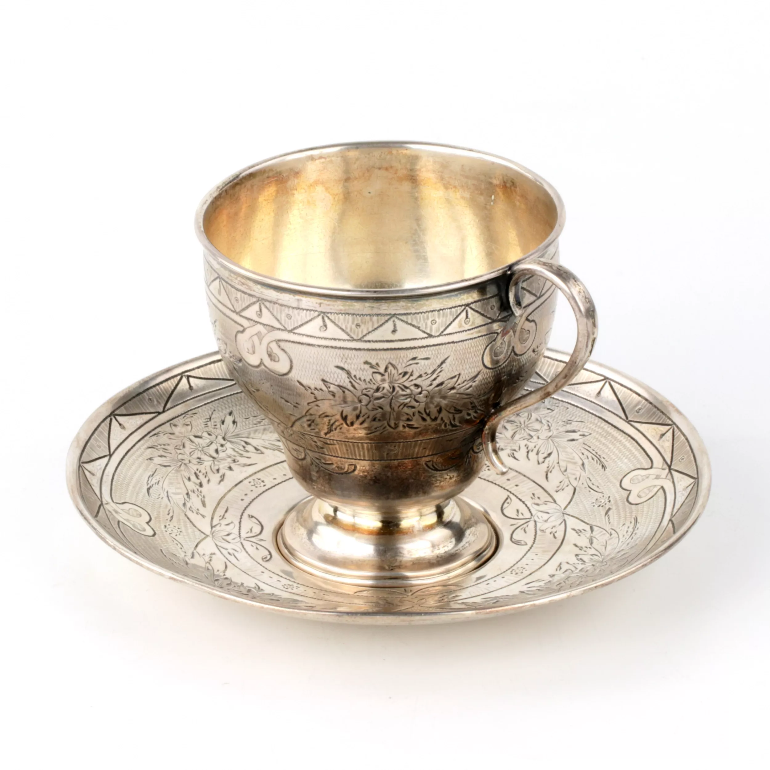 Paire de cafes en argent 84, Moscou. Russie 1864. 