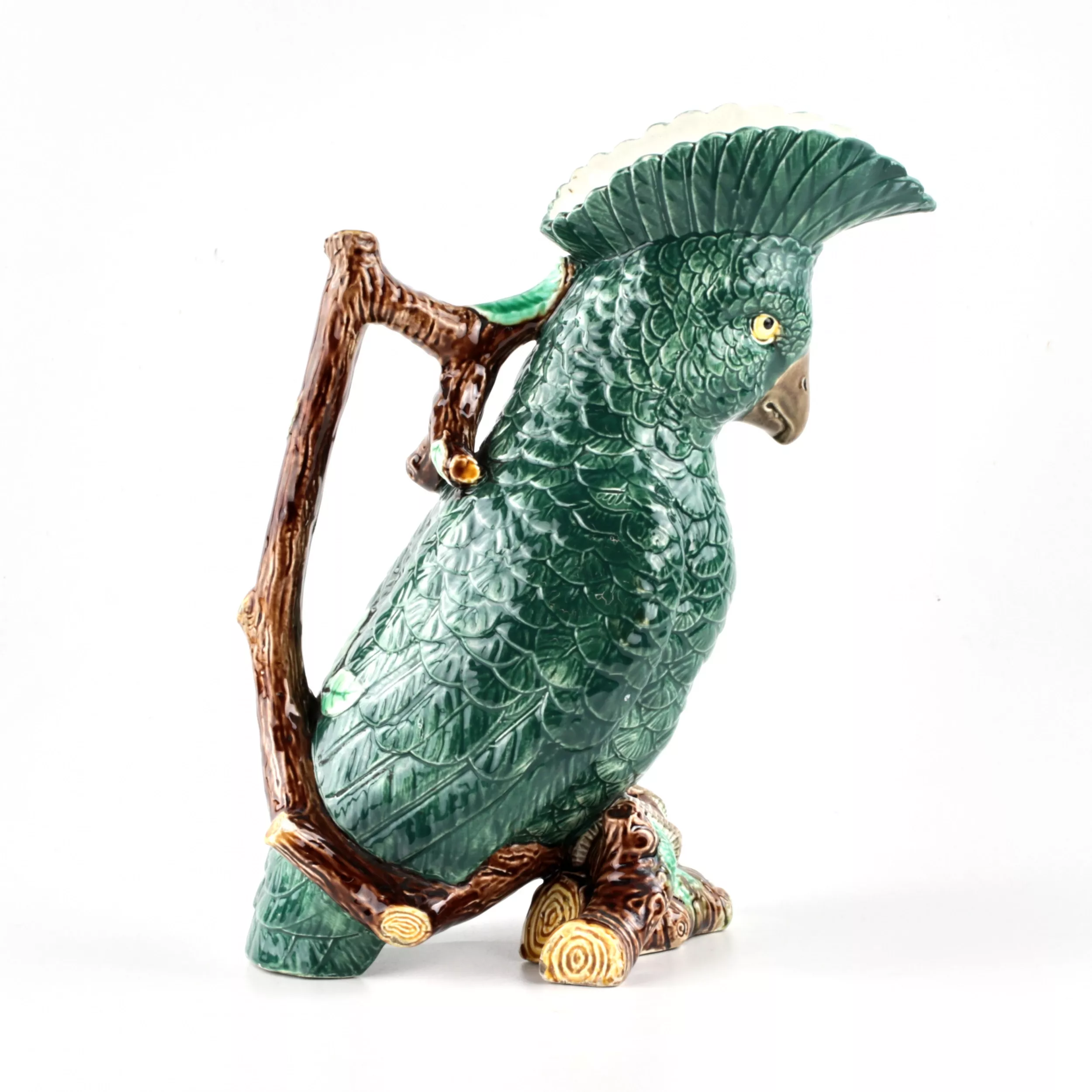 Parrot earthenware jug from the Kuznetsovs Tver factory.
