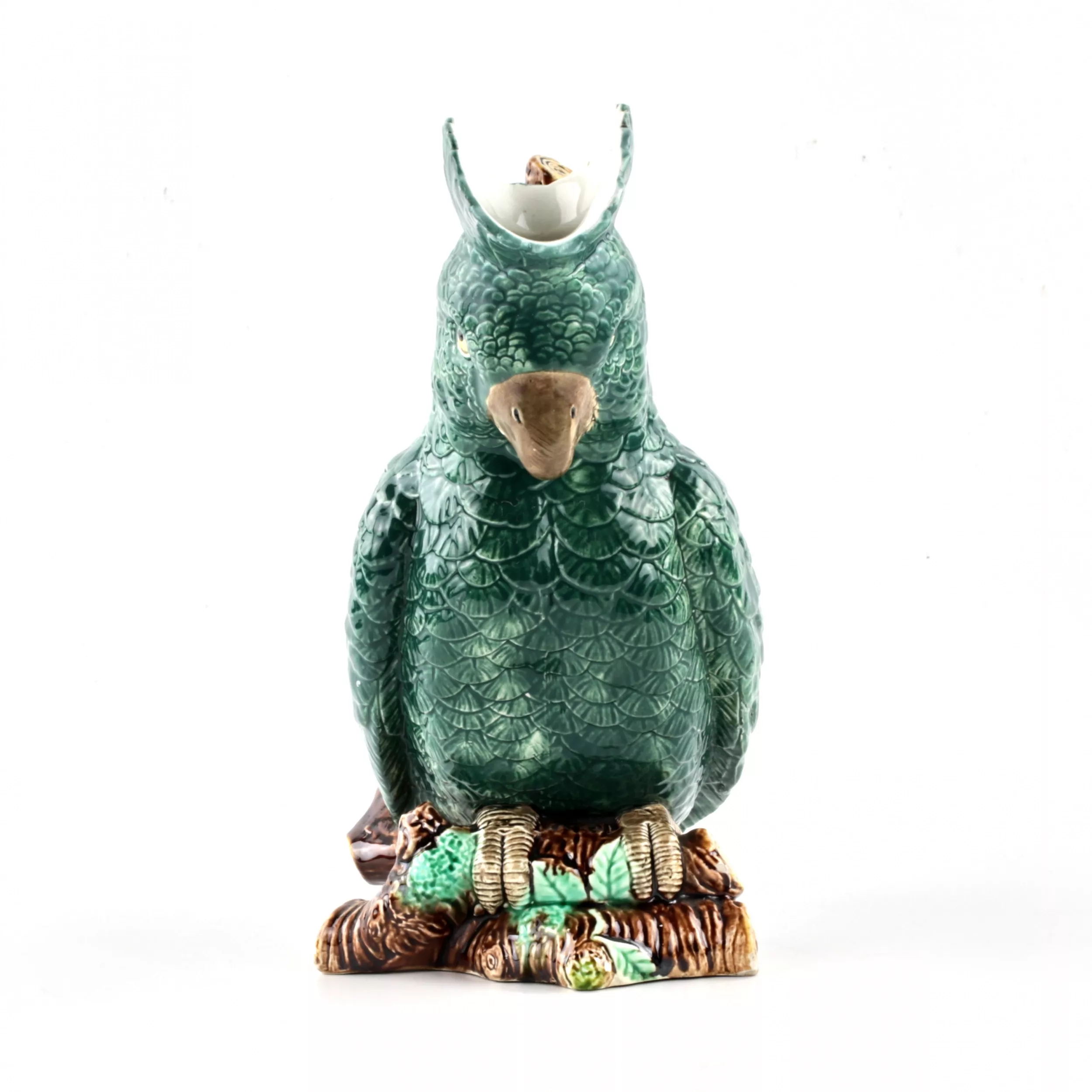 Parrot earthenware jug from the Kuznetsovs Tver factory.