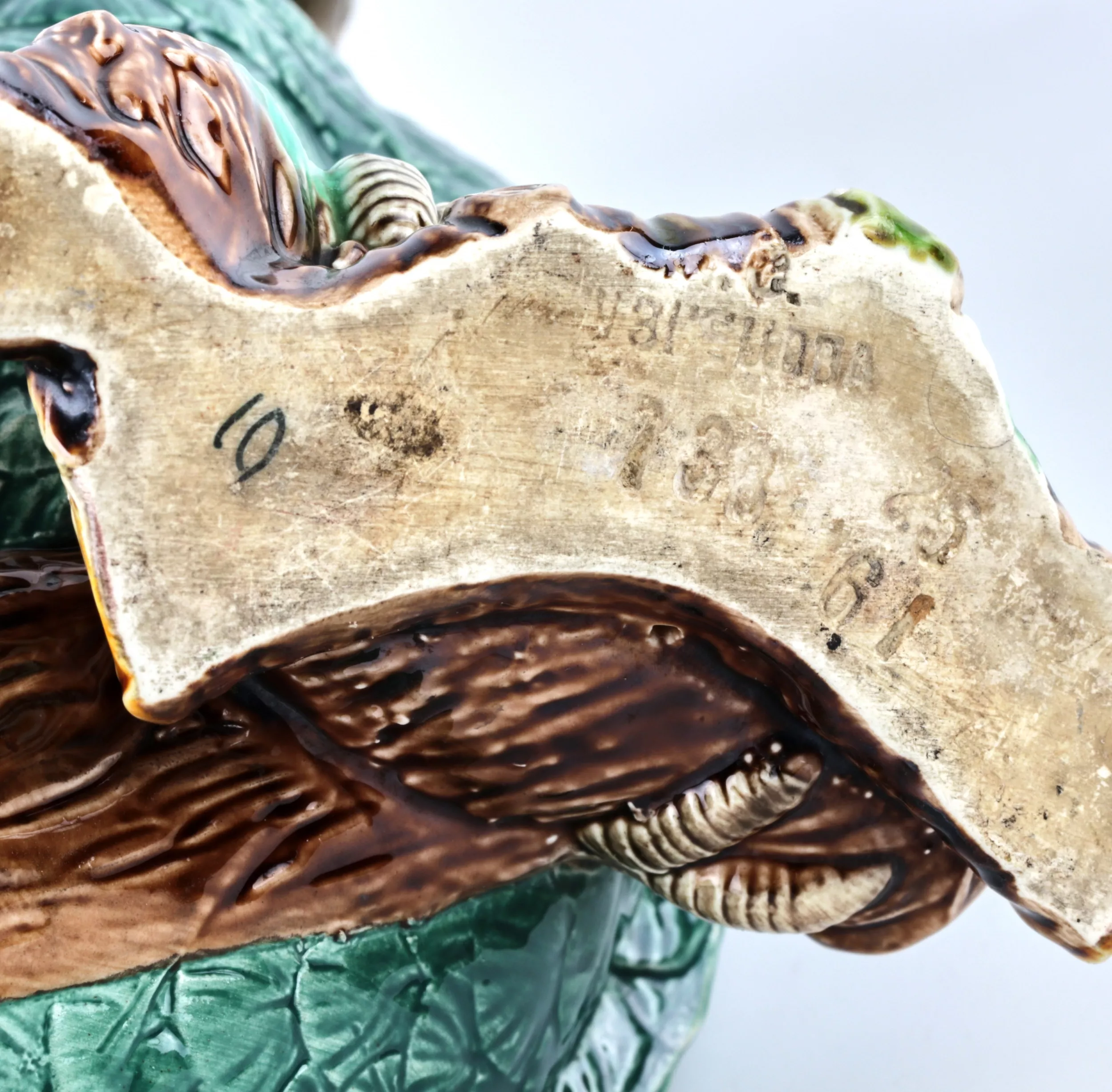 Parrot earthenware jug from the Kuznetsovs Tver factory.