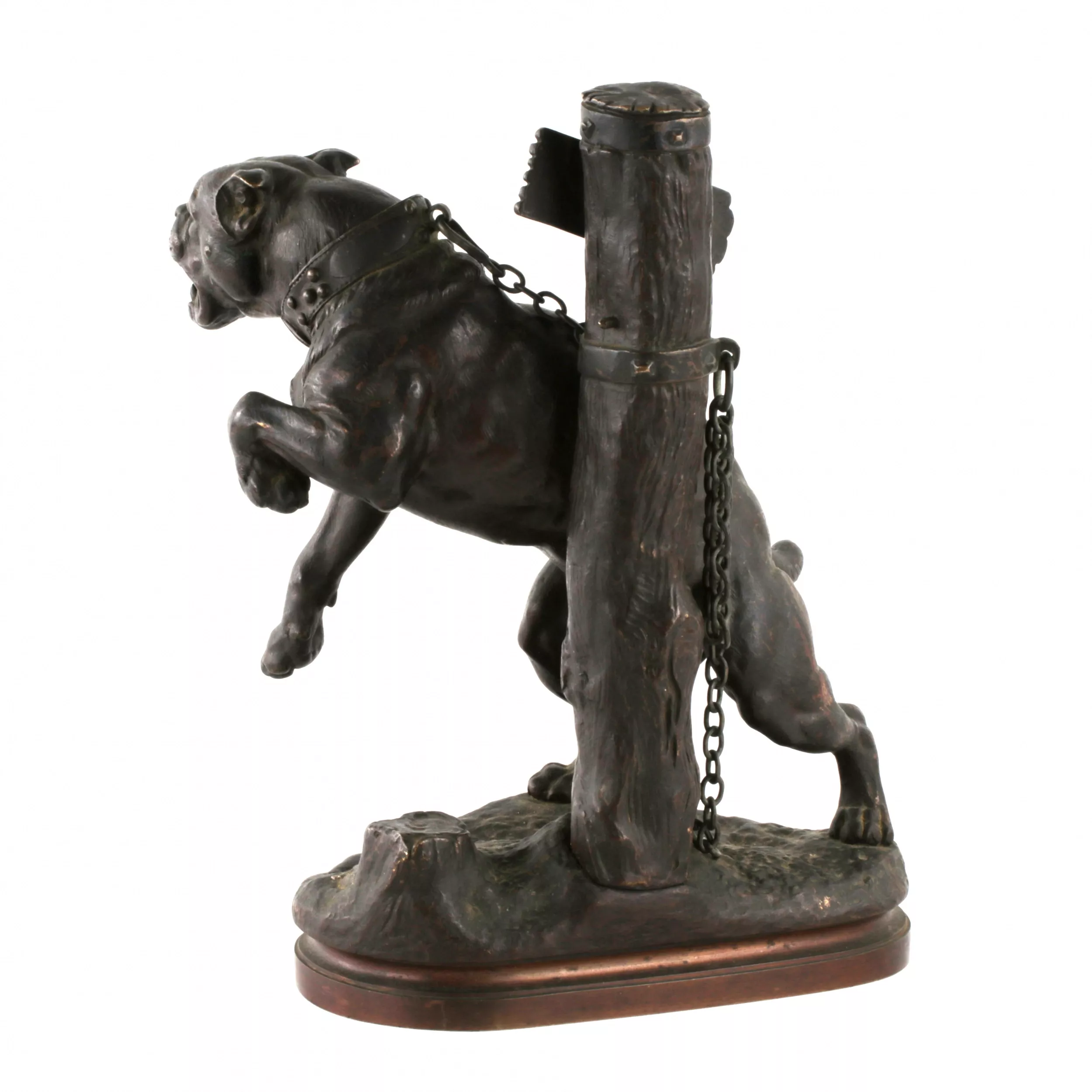 Charles Valton. Mastiff en bronze sur une chaîne. 