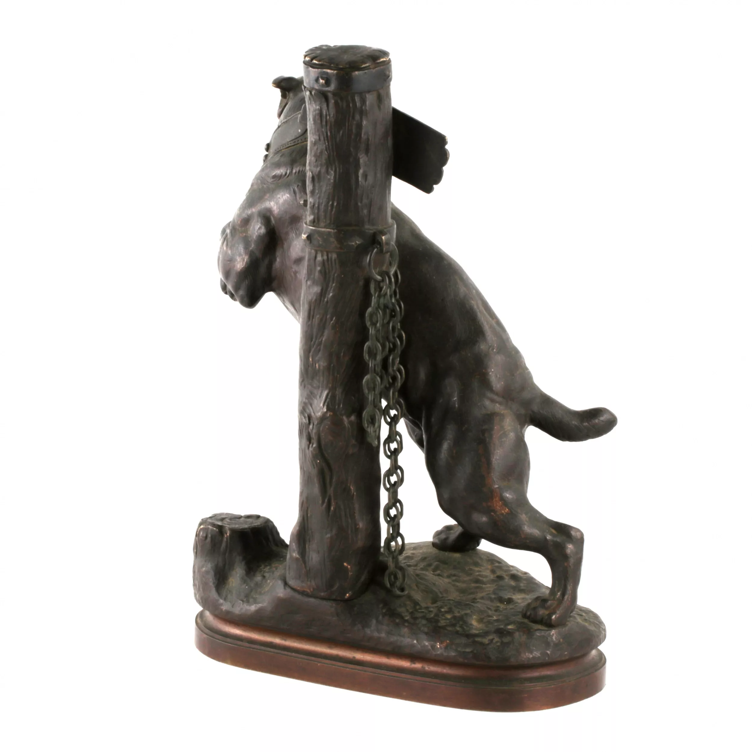 Charles Valton. Mastiff en bronze sur une chaîne. 