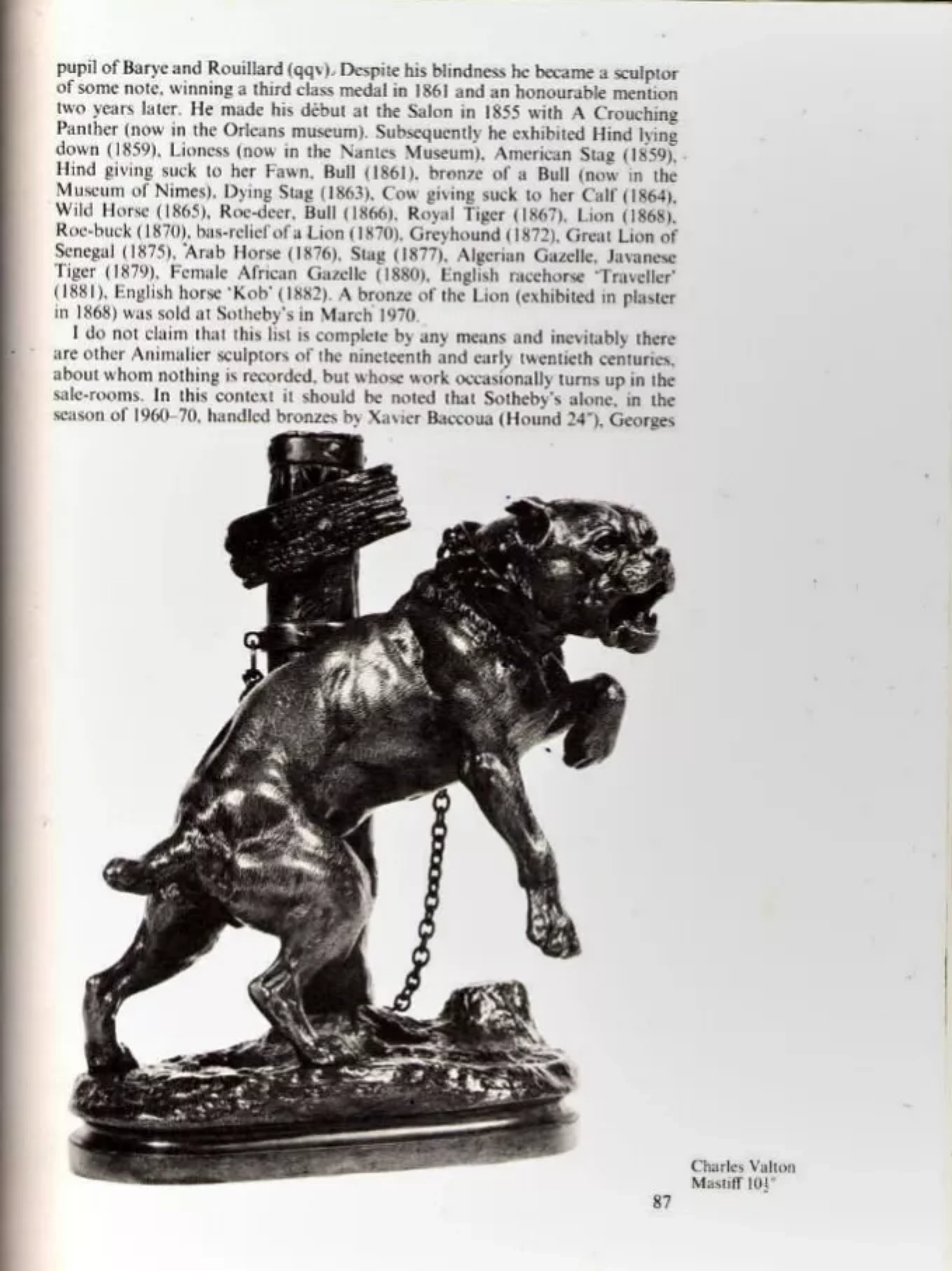 Charles Valton. Mastiff en bronze sur une chaîne. 
