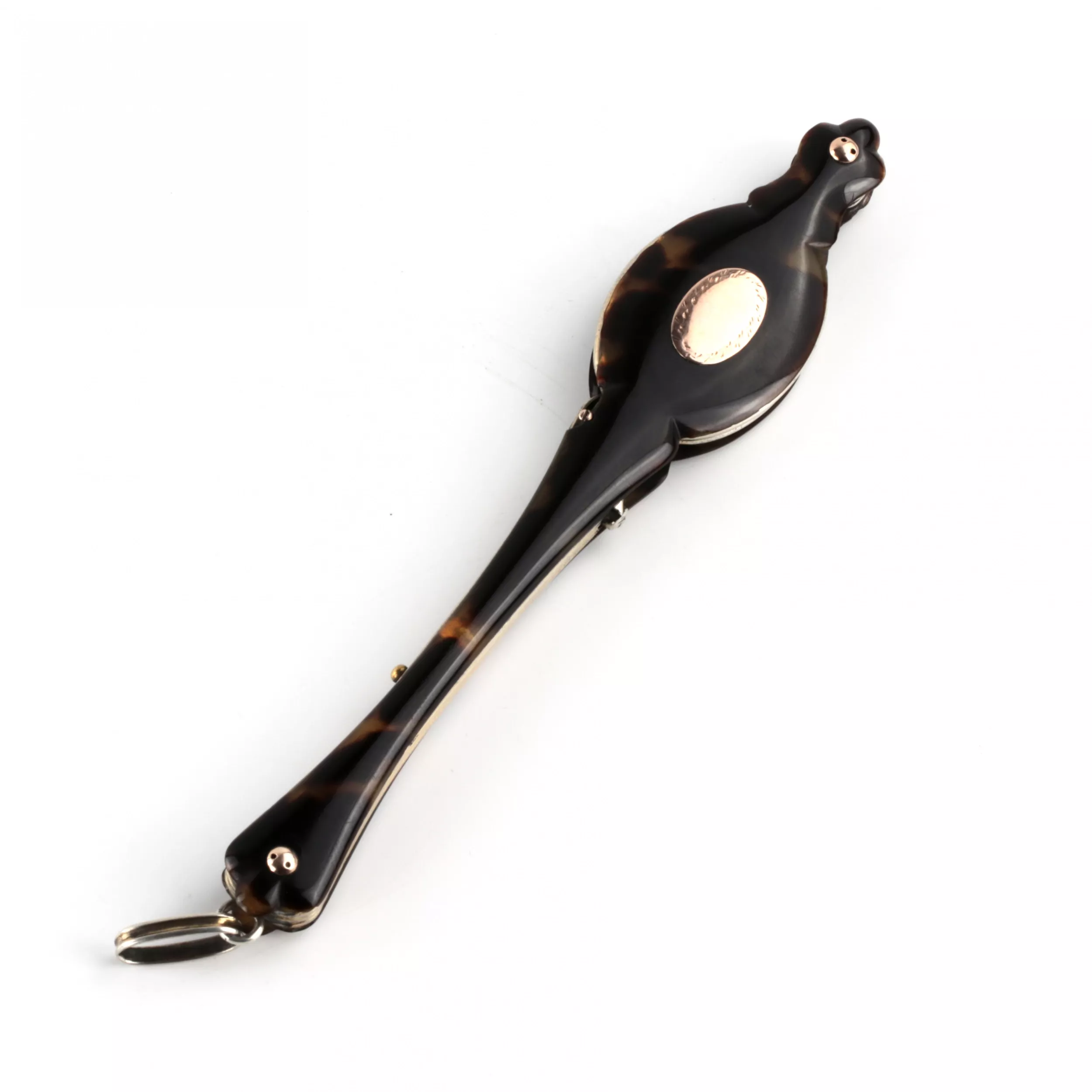 Lorgnette ecaille de tortue française en argent. 