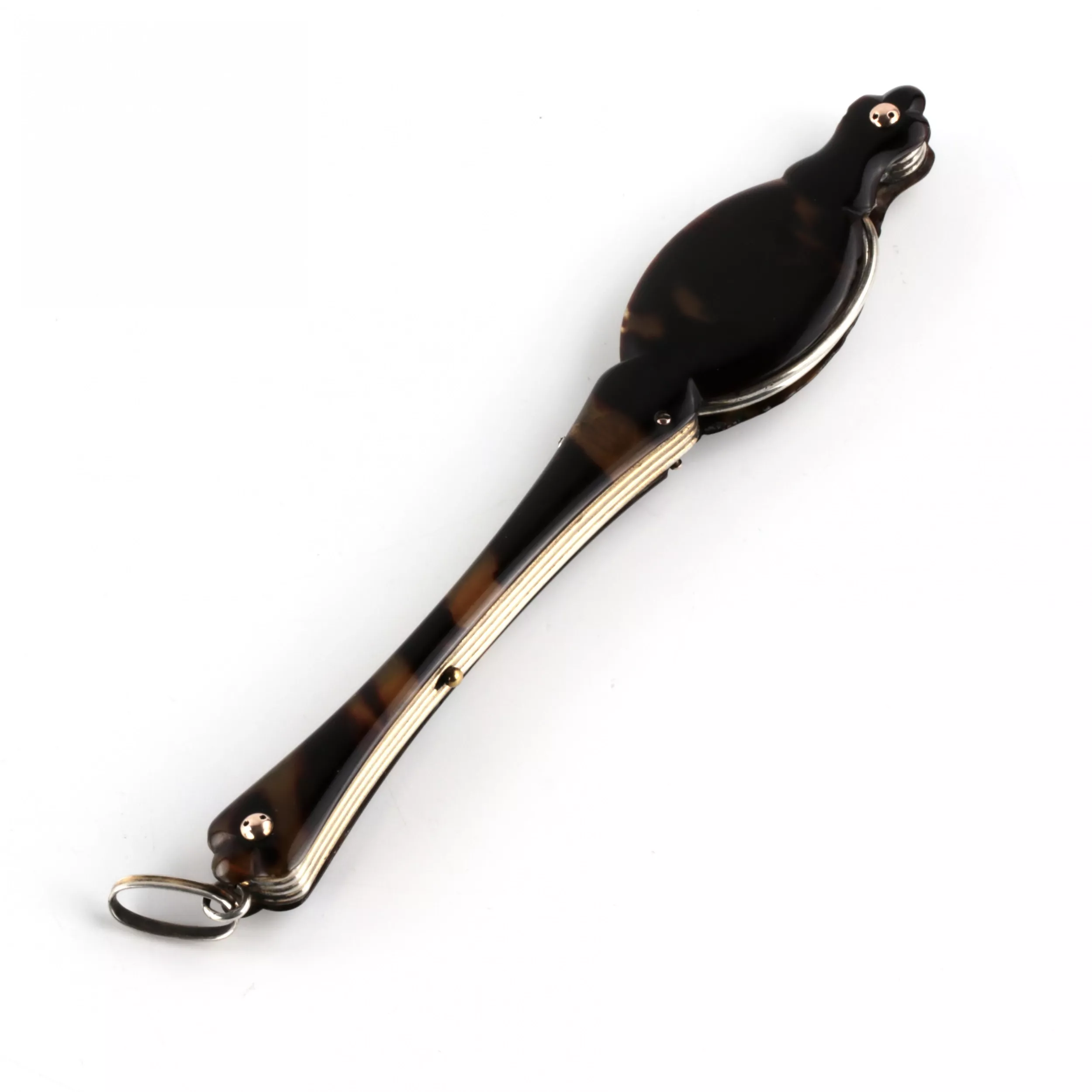 Lorgnette ecaille de tortue française en argent. 