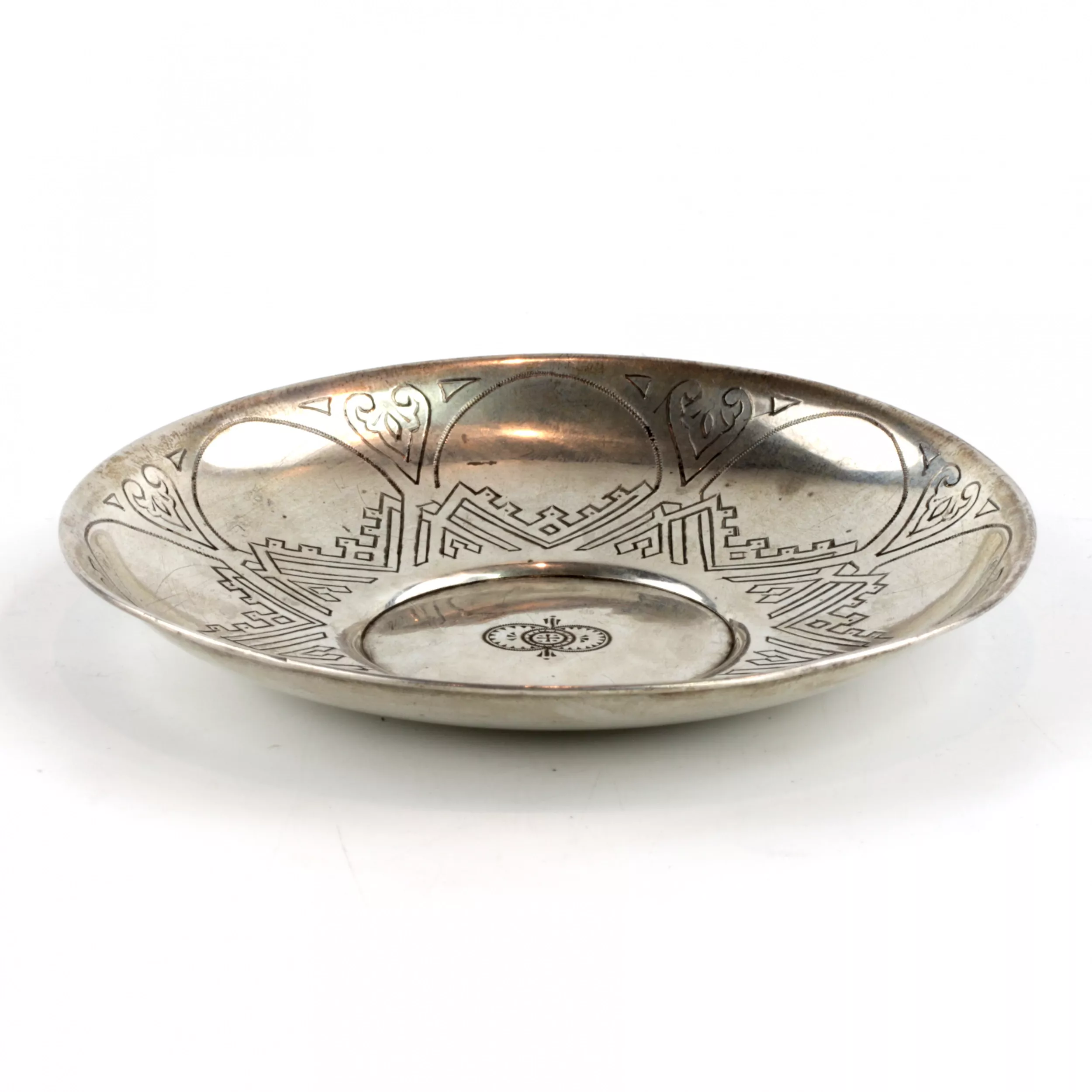 Russian silver saucer. 