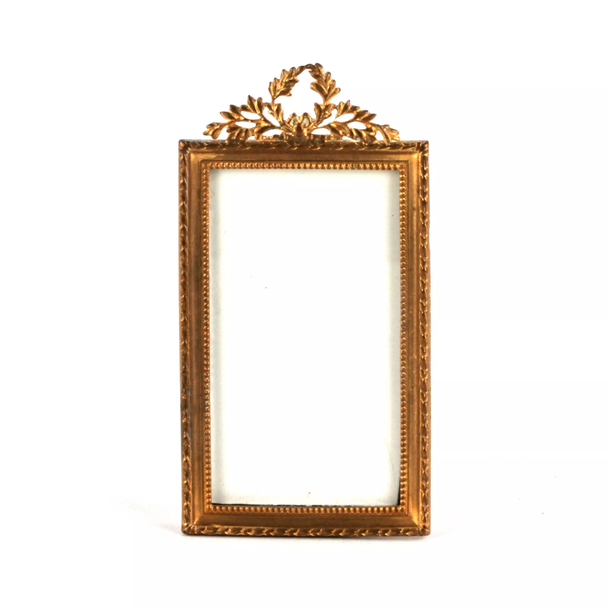 Miniature photo frame, gilded brass. 