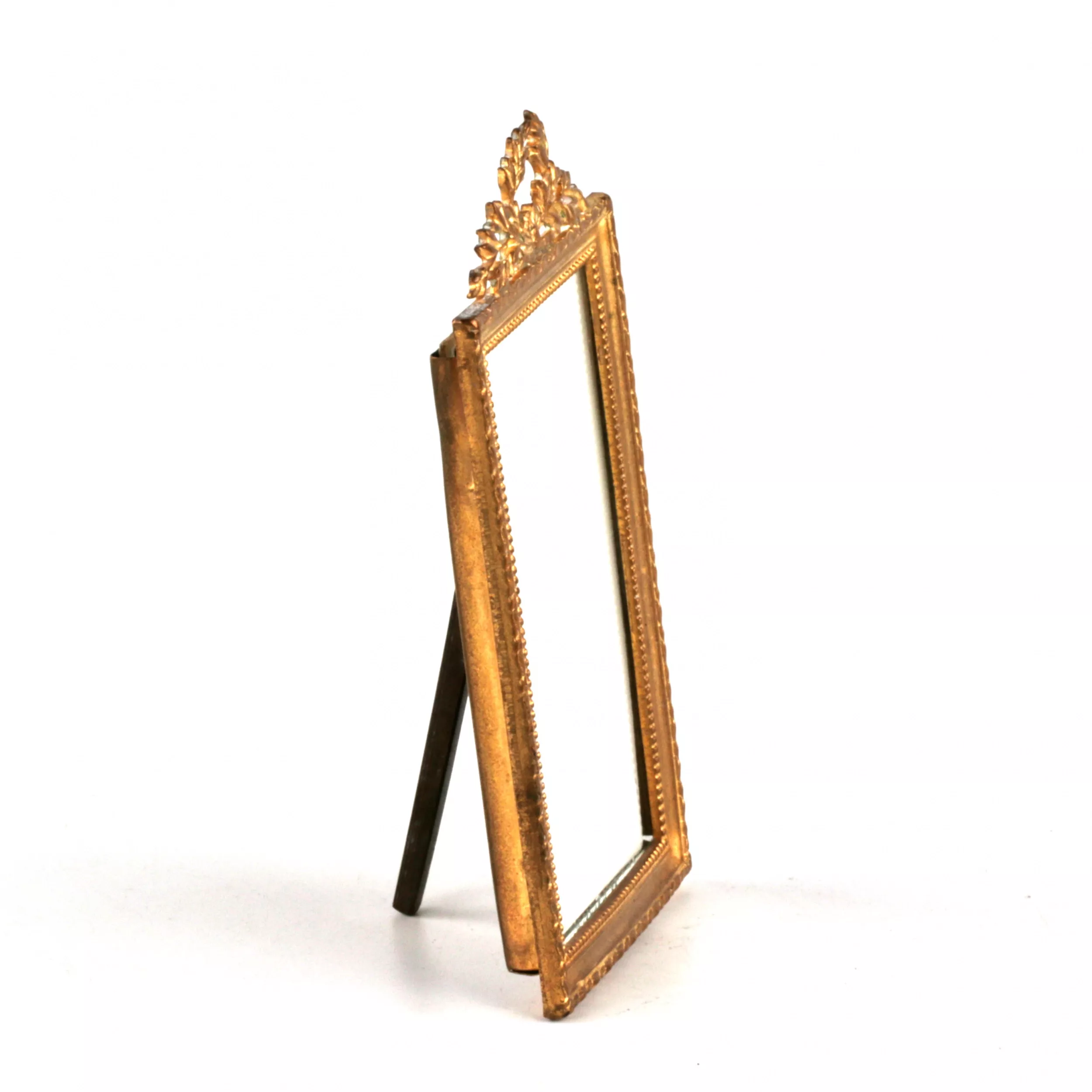 Miniature photo frame, gilded brass. 