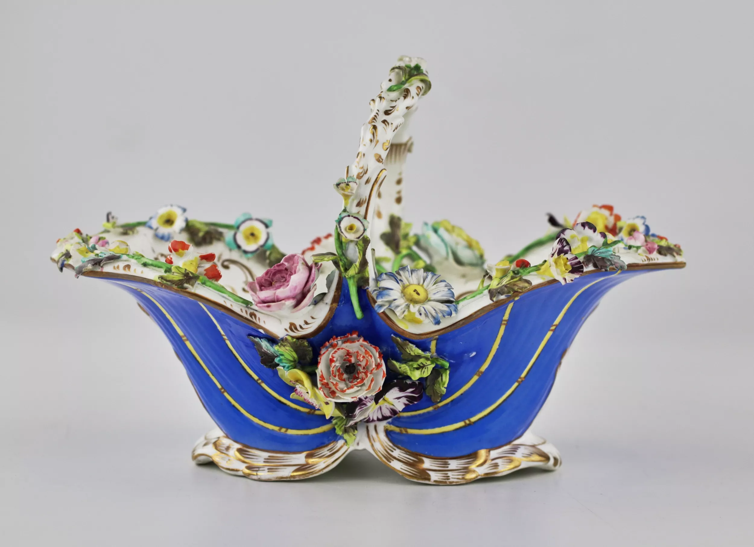 Porcelain basket with floral decor in Rococo style Europe, second half of the 19th century
