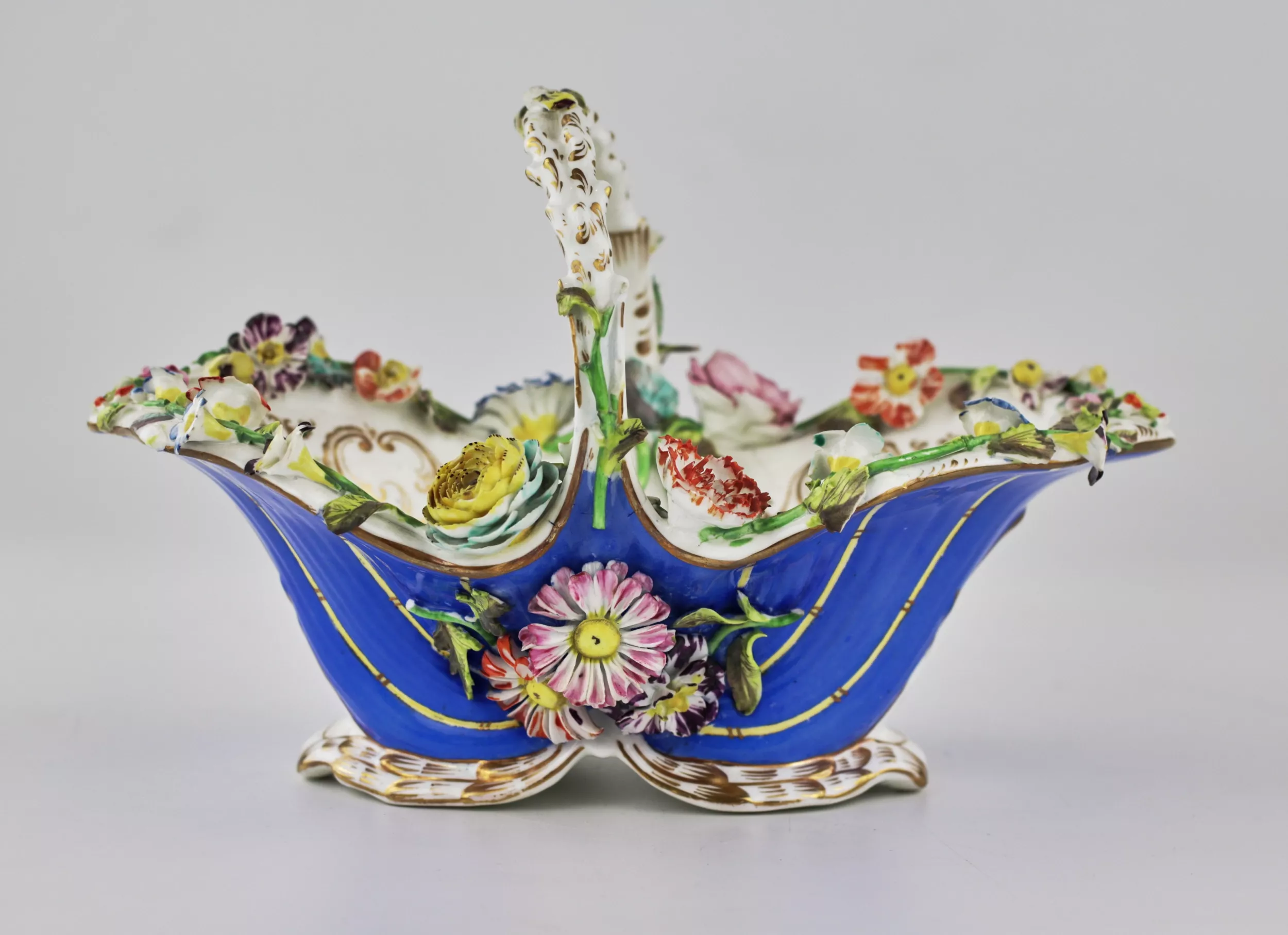 Porcelain basket with floral decor in Rococo style Europe, second half of the 19th century