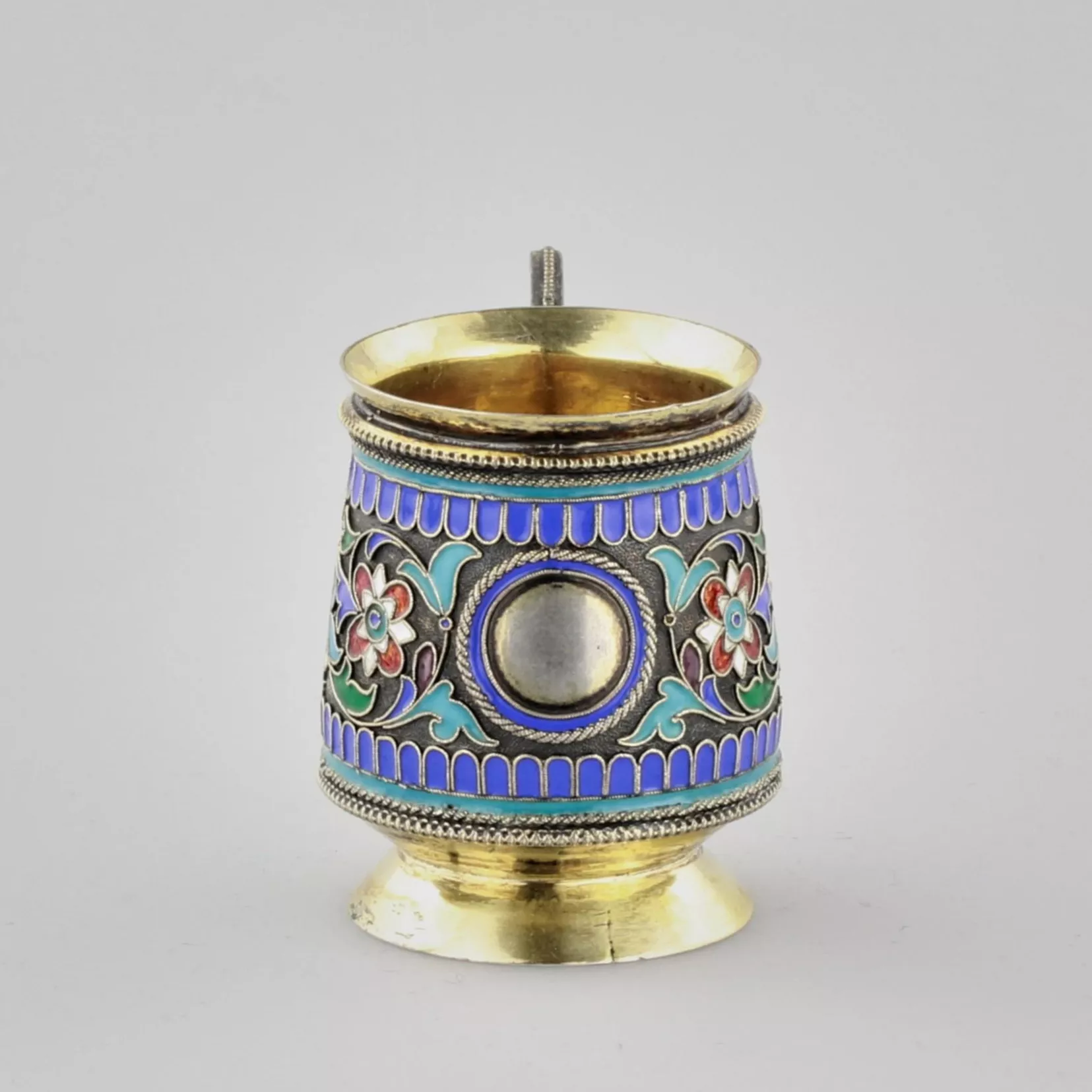 Silver coffee cup with enamels by Ivan Ovchinnikov. 