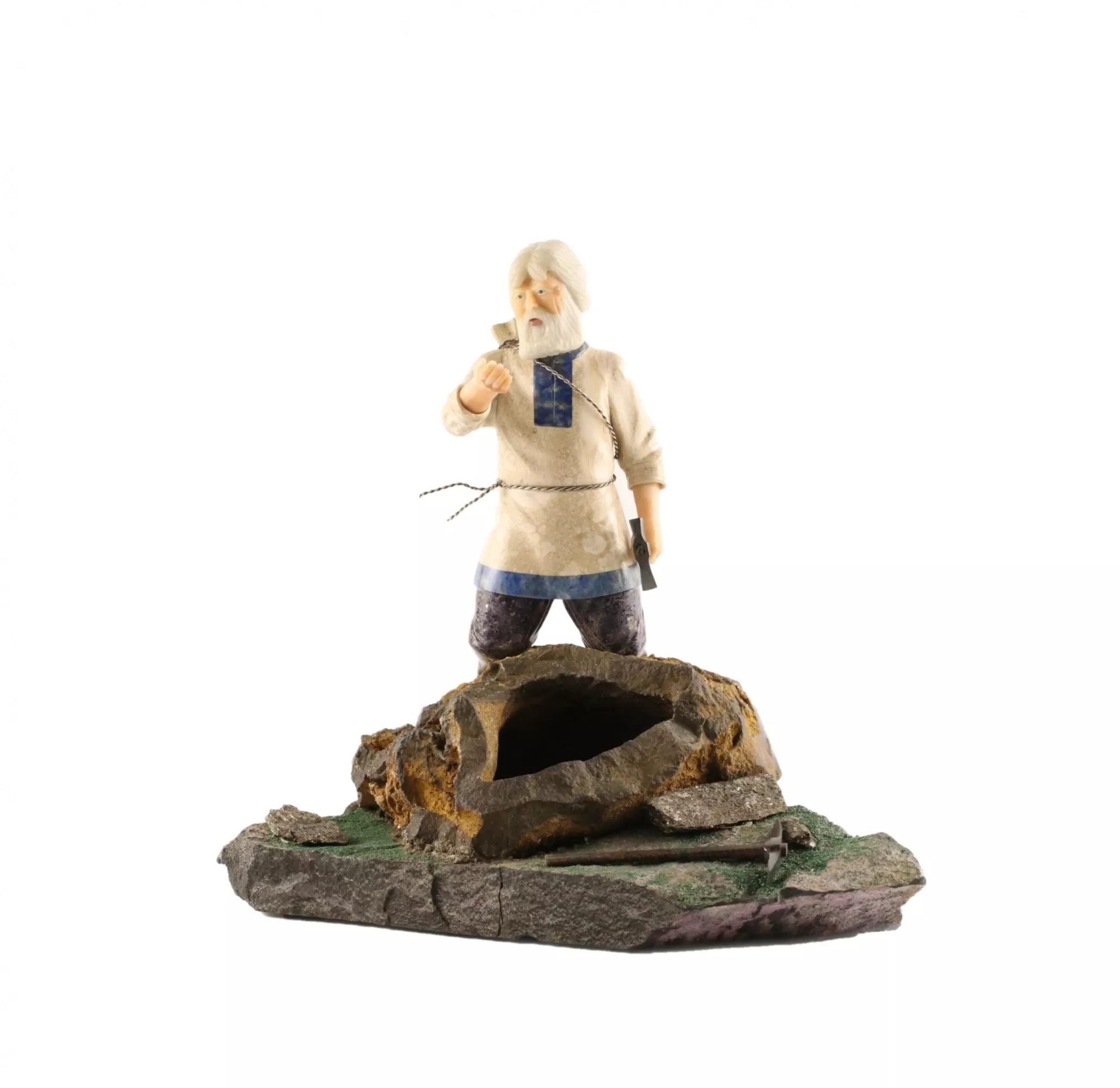 Stone-cut figurine Stone Seeker in Faberge style. 