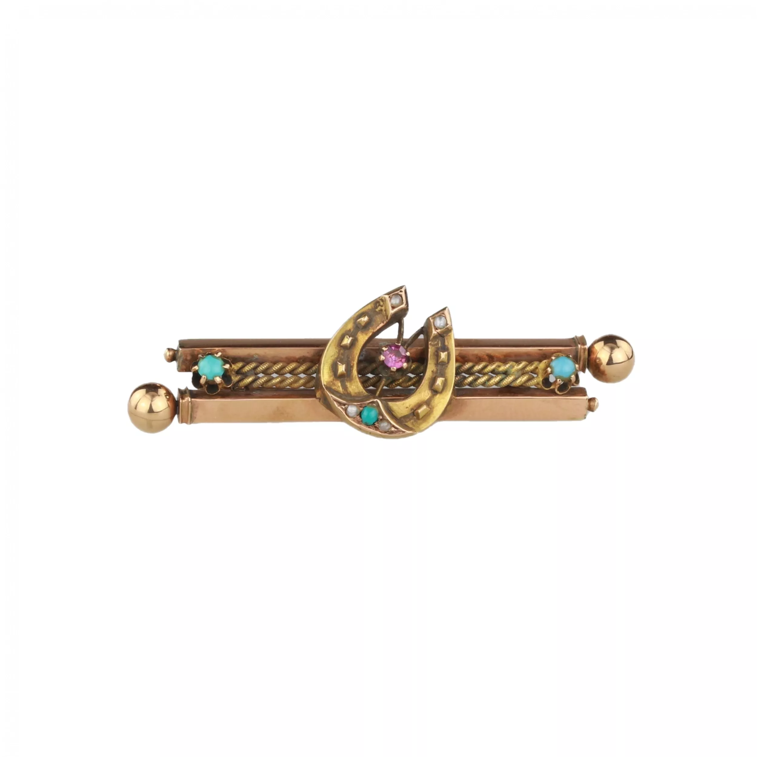 Russian gold brooch Horseshoe. Moscow.1880-1889 