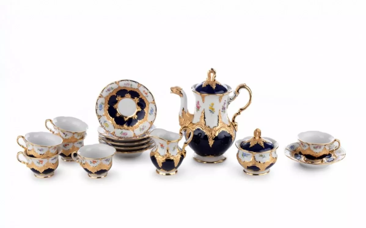 Кофейный фарфоровый сервиз из 15 предметов. Meissen 20 век.